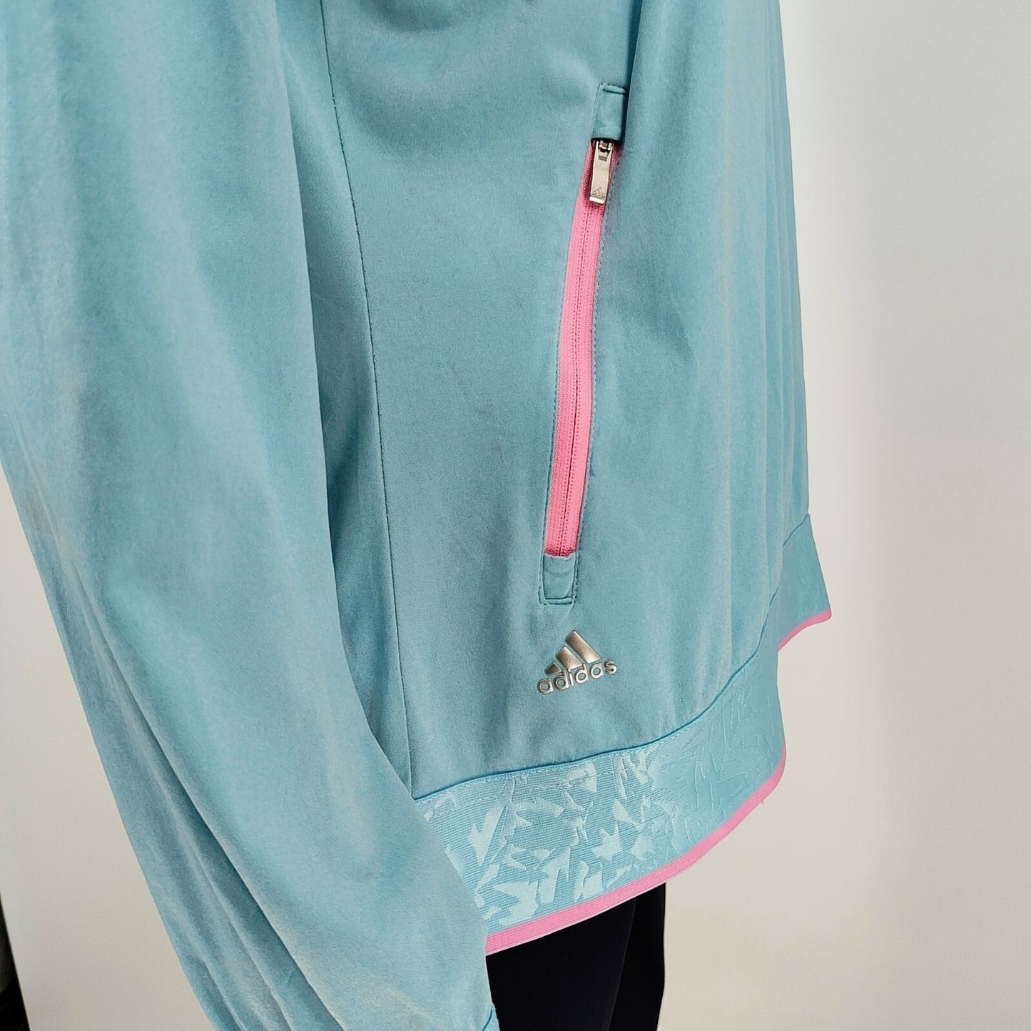 Adidas Womens Half-Zip Light Blue & Pink Pullover Jacket