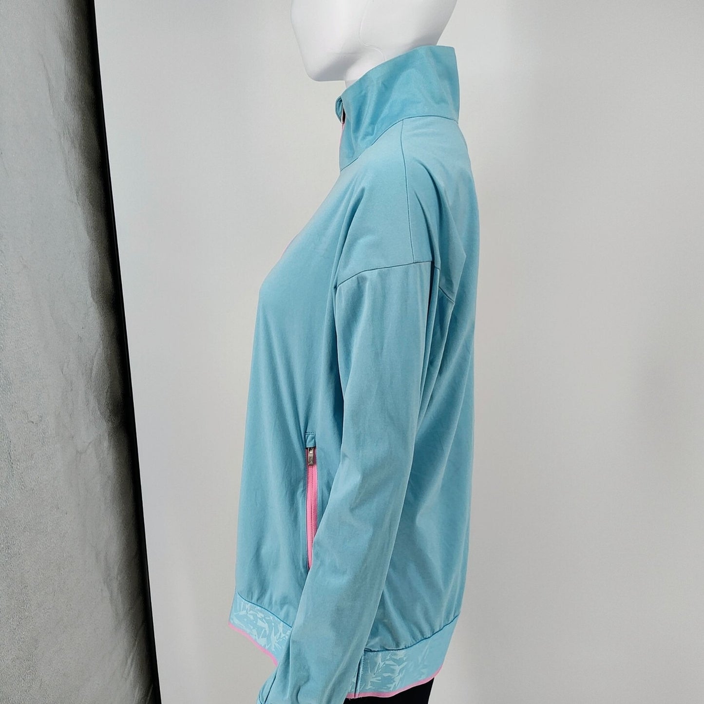 Adidas Womens Half-Zip Light Blue & Pink Pullover Jacket