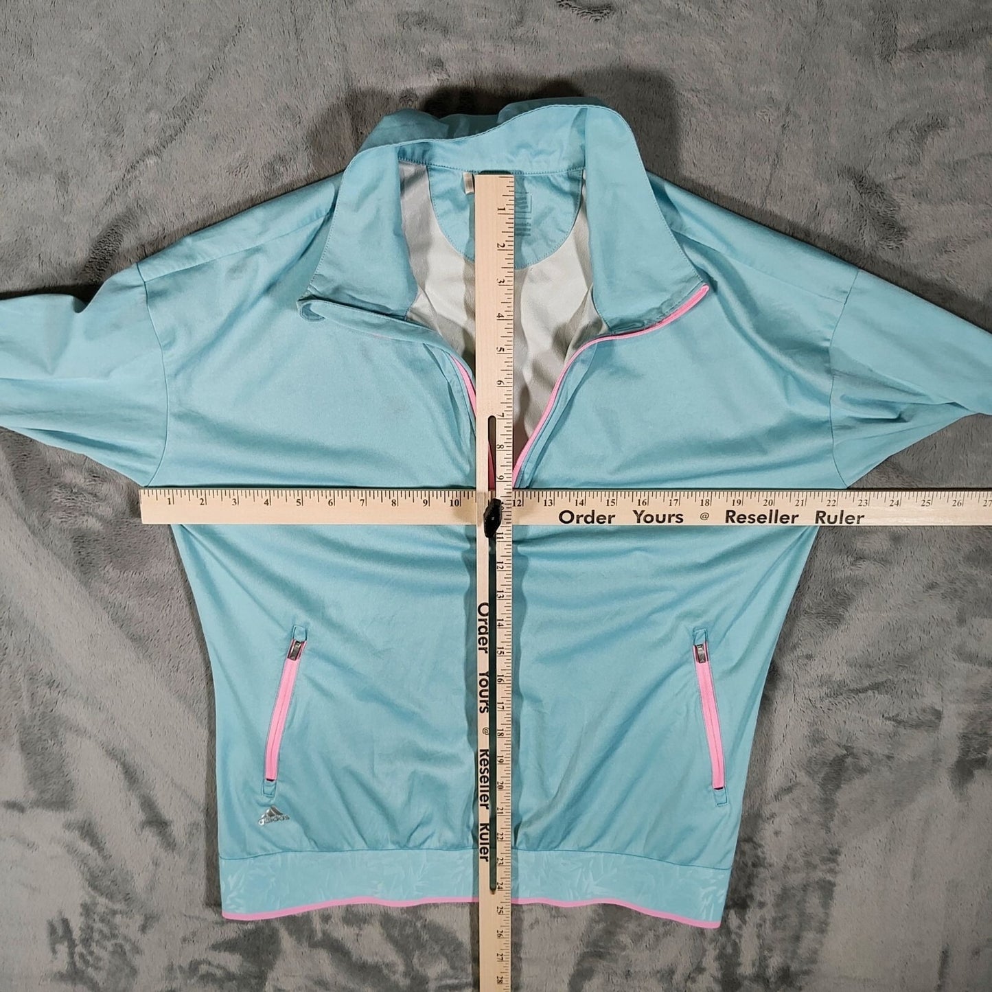 Adidas Womens Half-Zip Light Blue & Pink Pullover Jacket