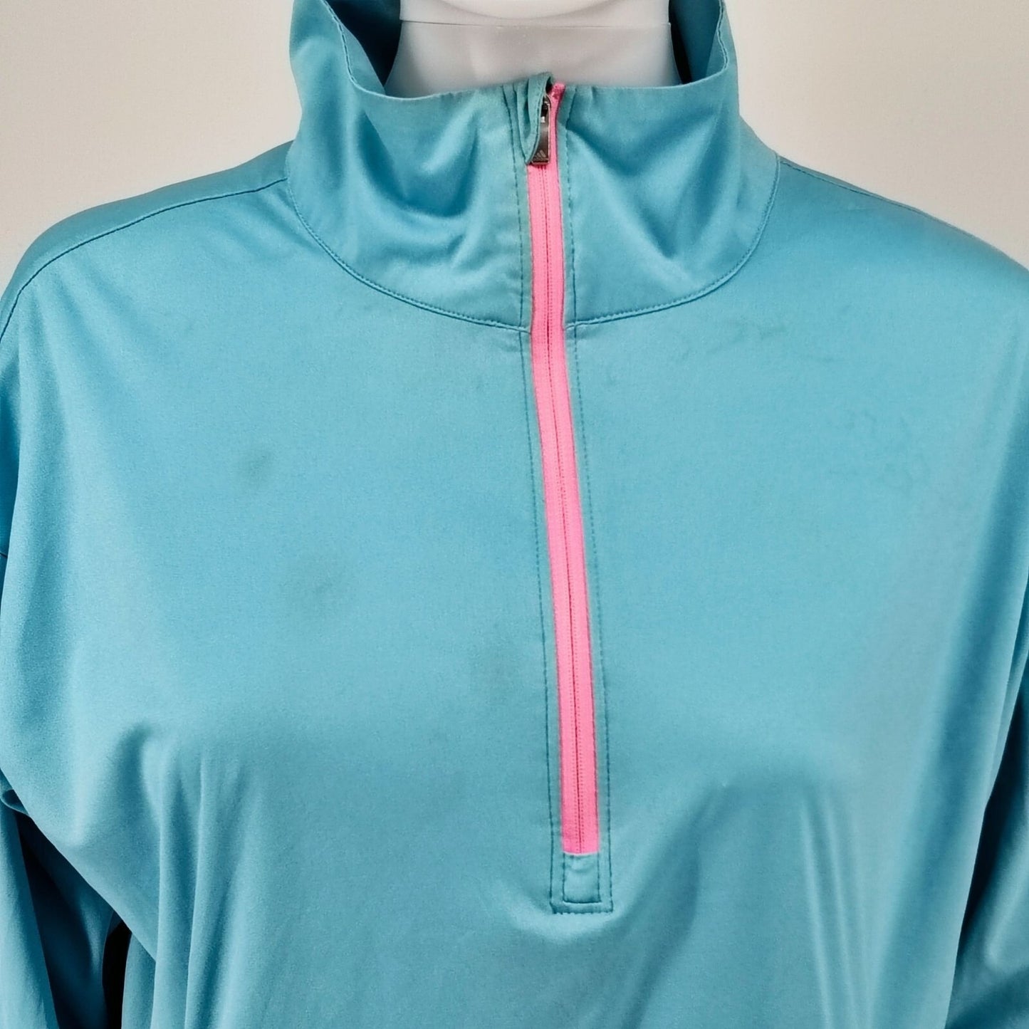 Adidas Womens Half-Zip Light Blue & Pink Pullover Jacket