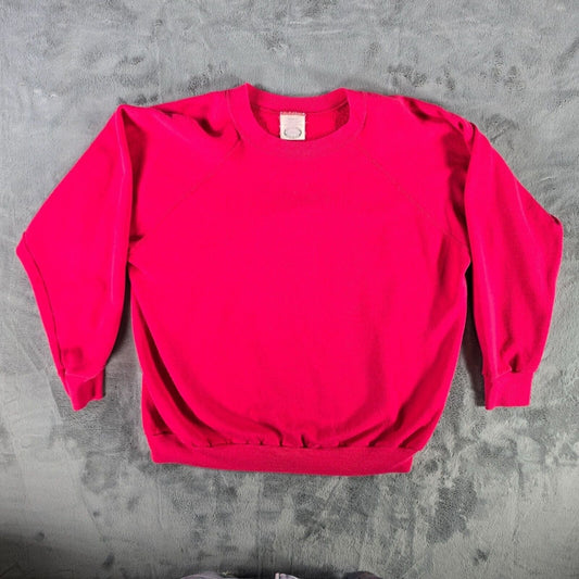 Vintage Distressed 1980s J.E. Morgan Fleecewear Raglan Pink Sweatshirt (M)