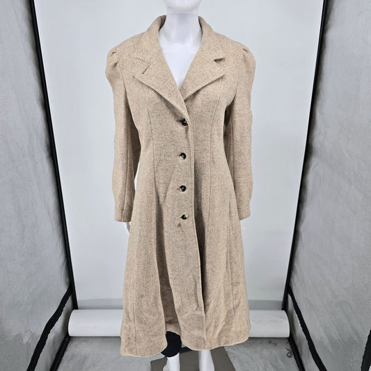 Vintage 1980s Jill Jr. Wool Blend Fit & Flare Herringbone Coat (M)