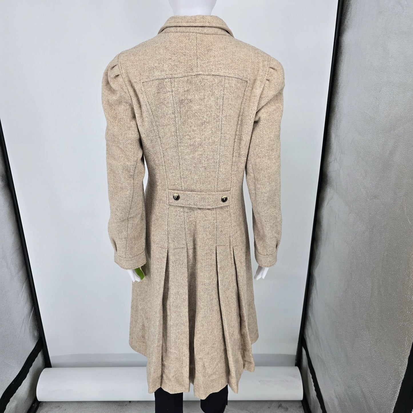 Vintage 1980s Jill Jr. Wool Blend Fit & Flare Herringbone Coat (M)