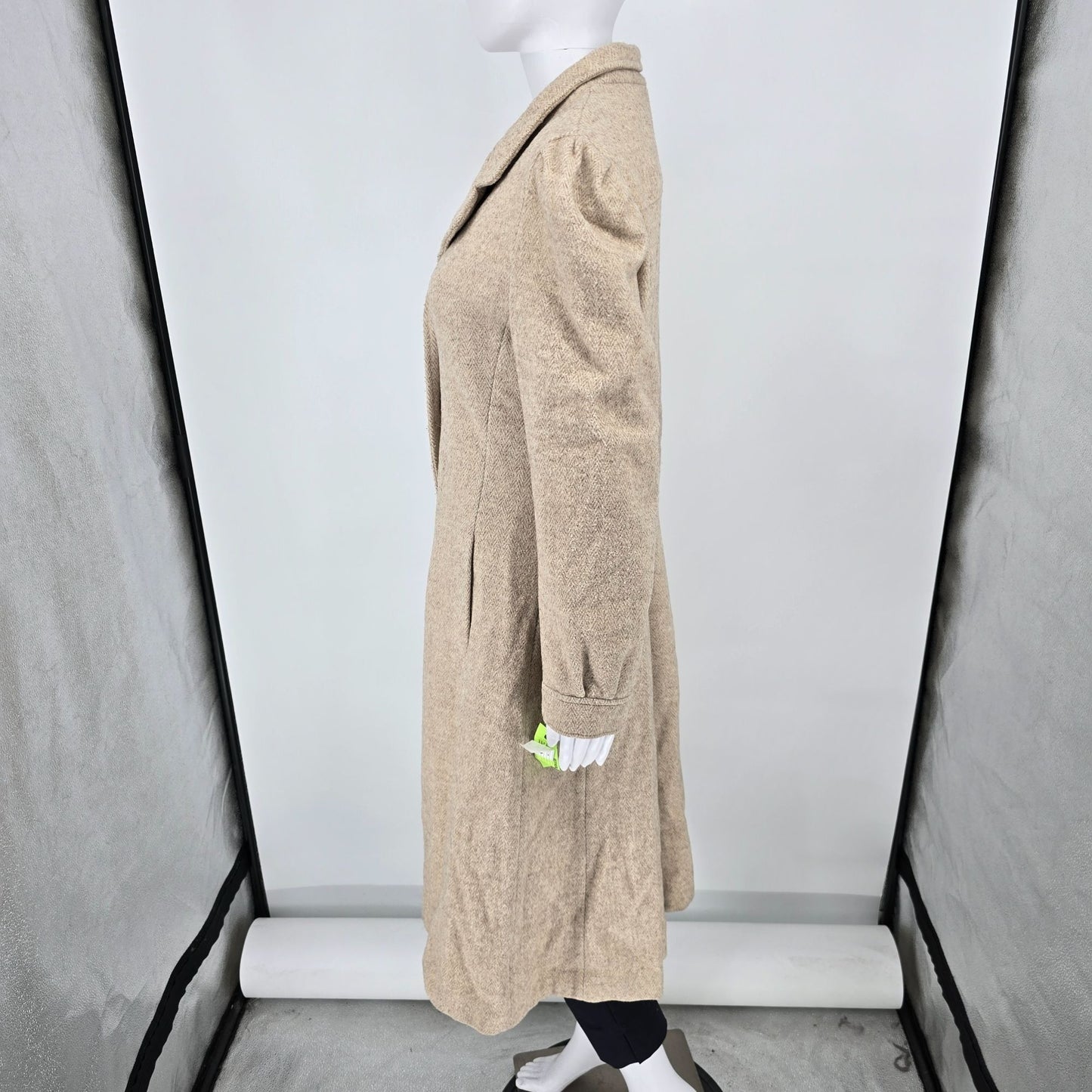 Vintage 1980s Jill Jr. Wool Blend Fit & Flare Herringbone Coat (M)
