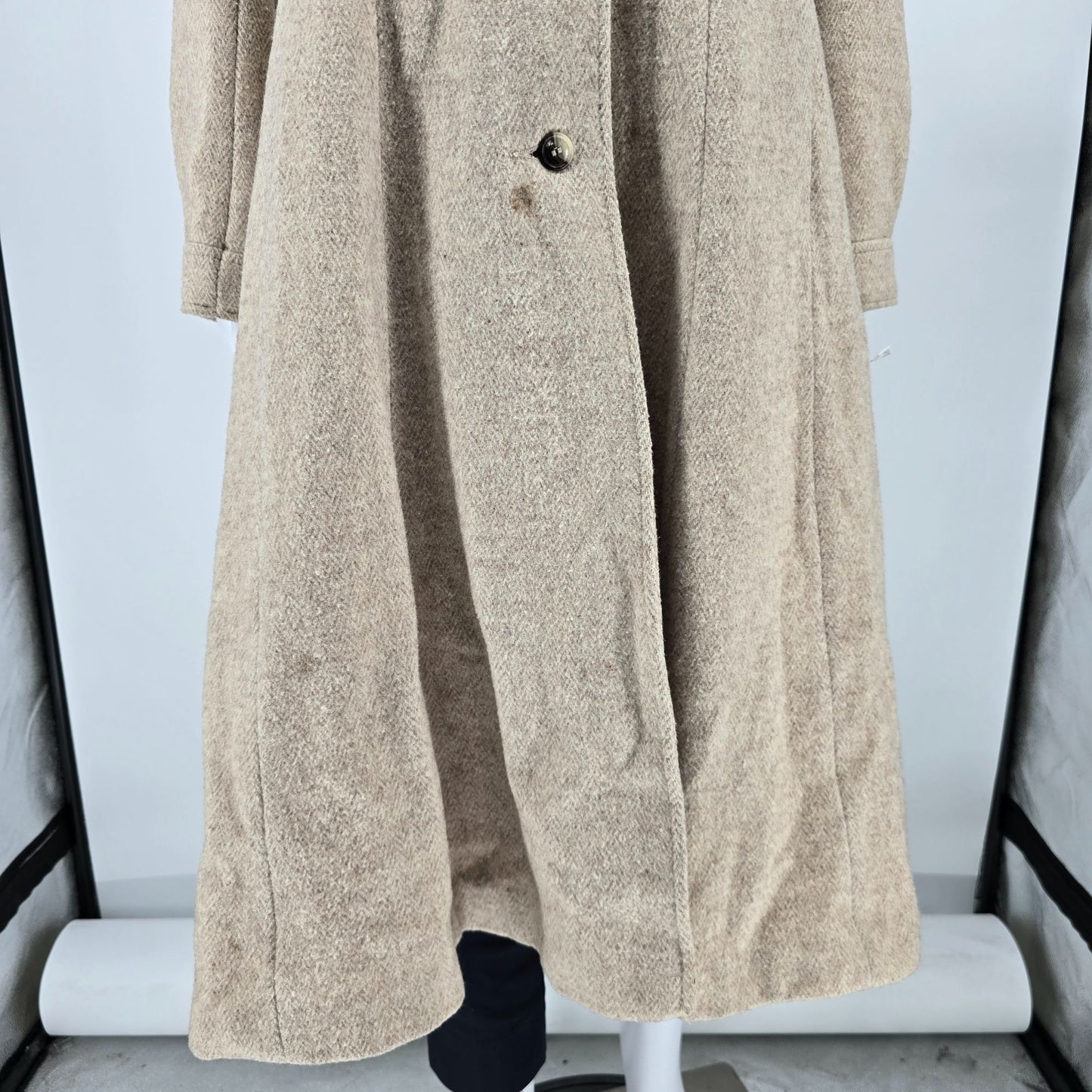 Vintage 1980s Jill Jr. Wool Blend Fit & Flare Herringbone Coat (M)