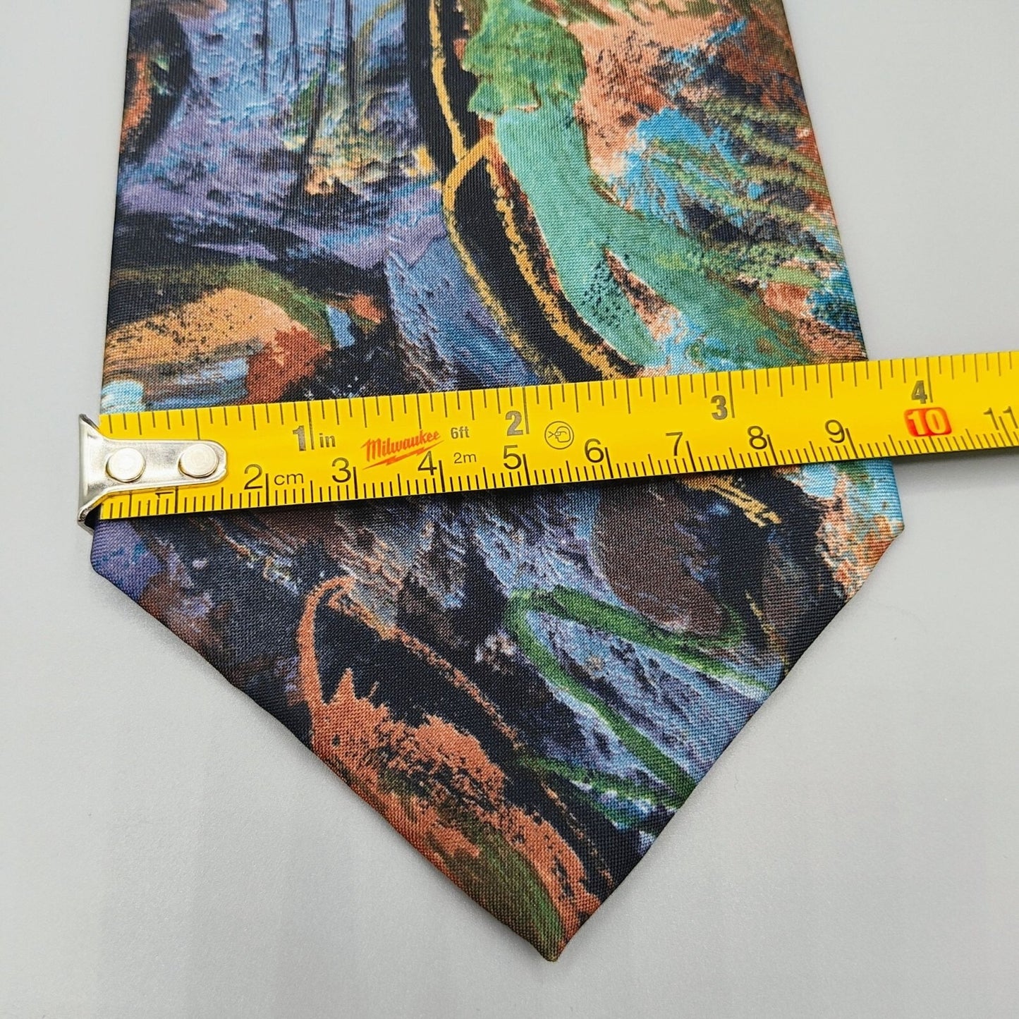 Arthur Barry Abstract Patterned 100% Blue, Green, and Brown Micro Fiber Necktie