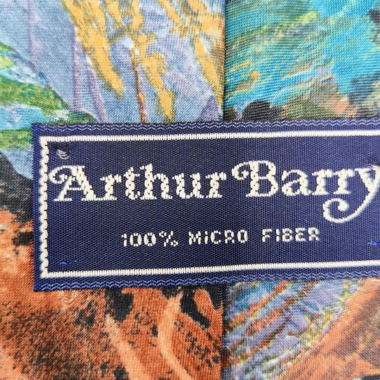 Arthur Barry Abstract Patterned 100% Blue, Green, and Brown Micro Fiber Necktie