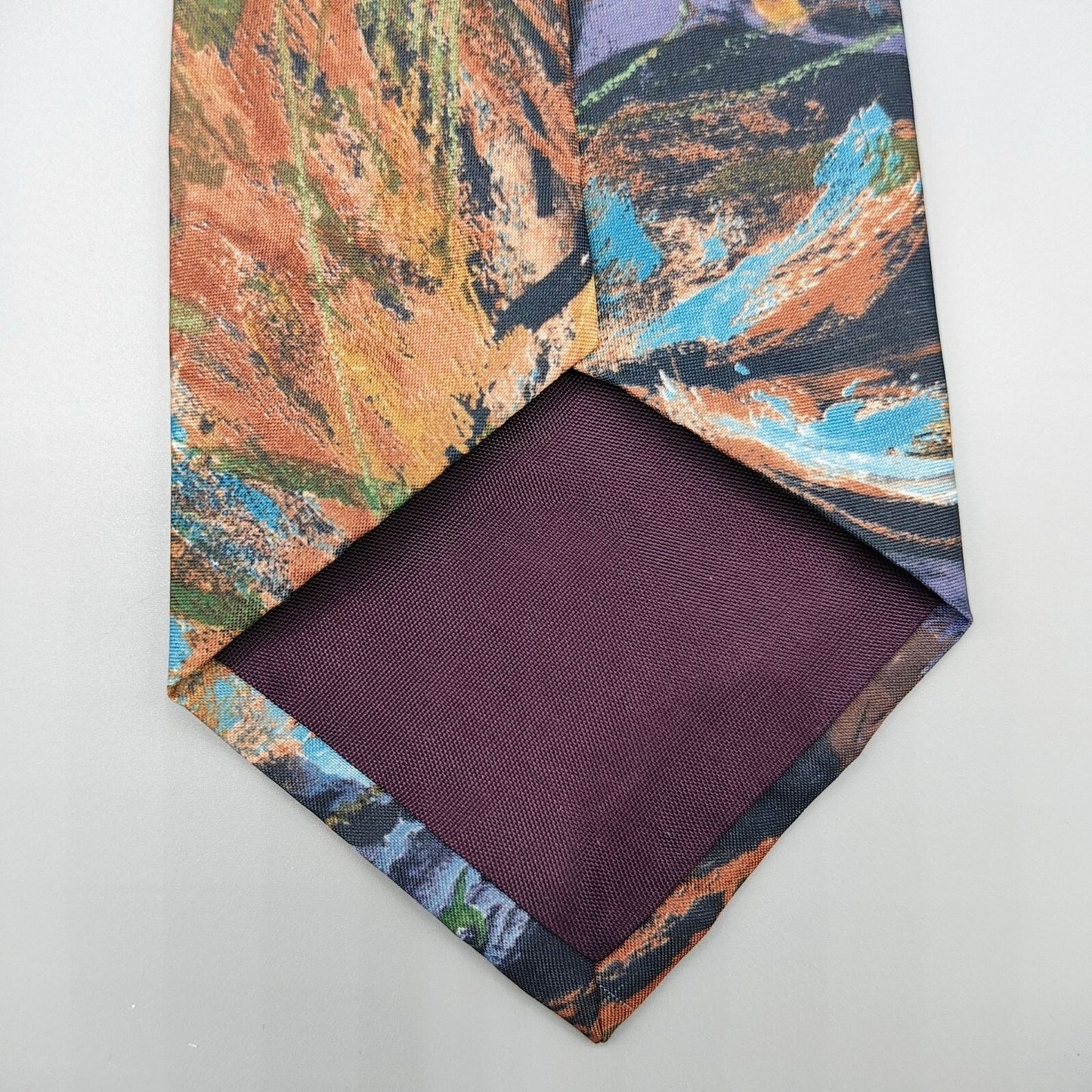 Arthur Barry Abstract Patterned 100% Blue, Green, and Brown Micro Fiber Necktie