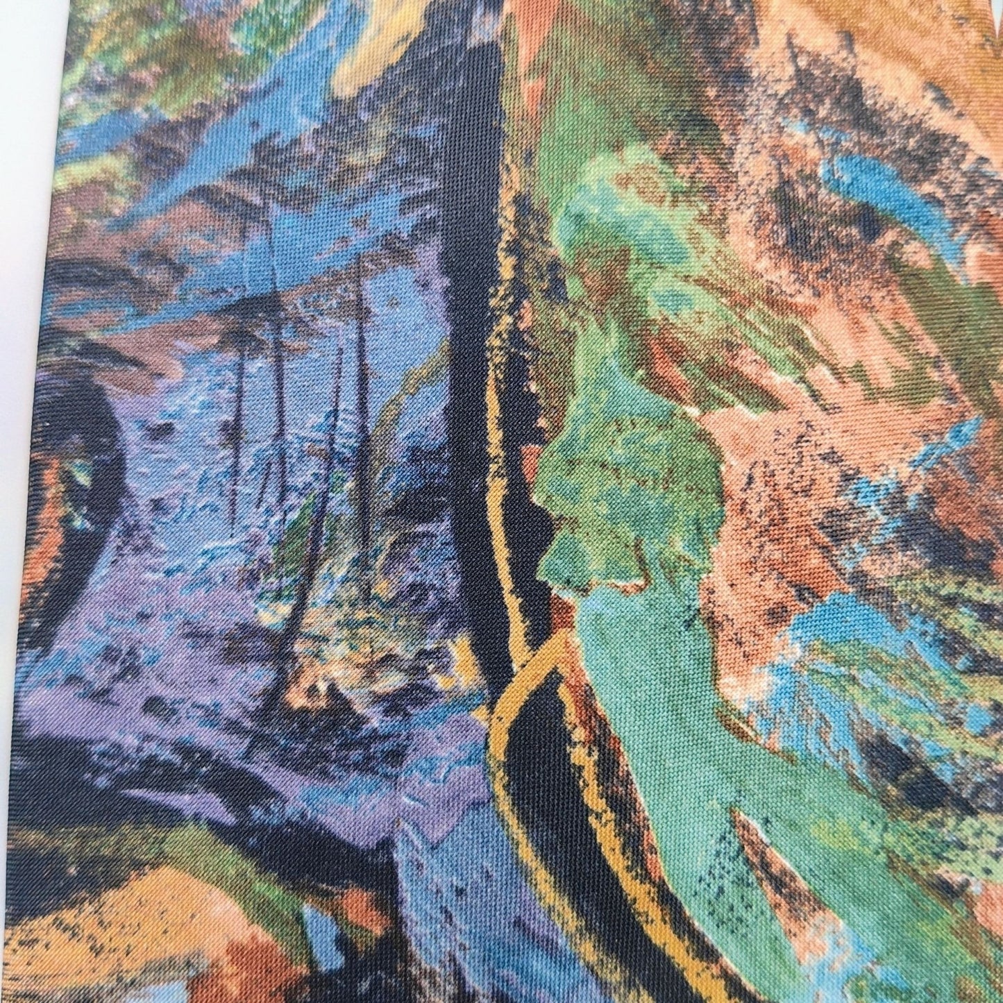 Arthur Barry Abstract Patterned 100% Blue, Green, and Brown Micro Fiber Necktie