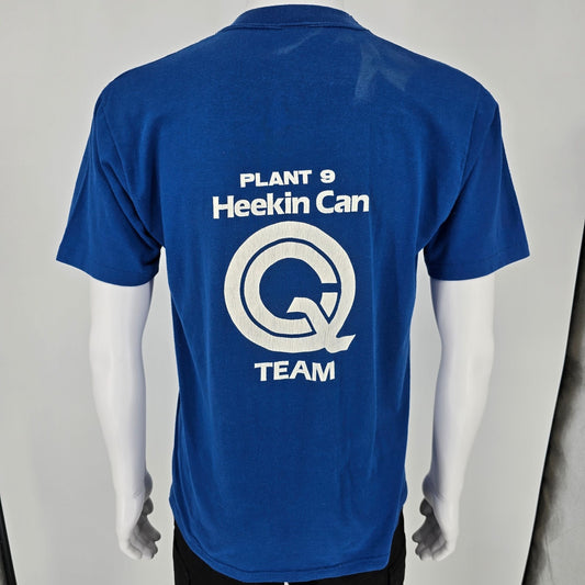 Vintage 1980s Velva Sheen Heekin Can Plant 9 Quality Control Team T-Shirt (M)
