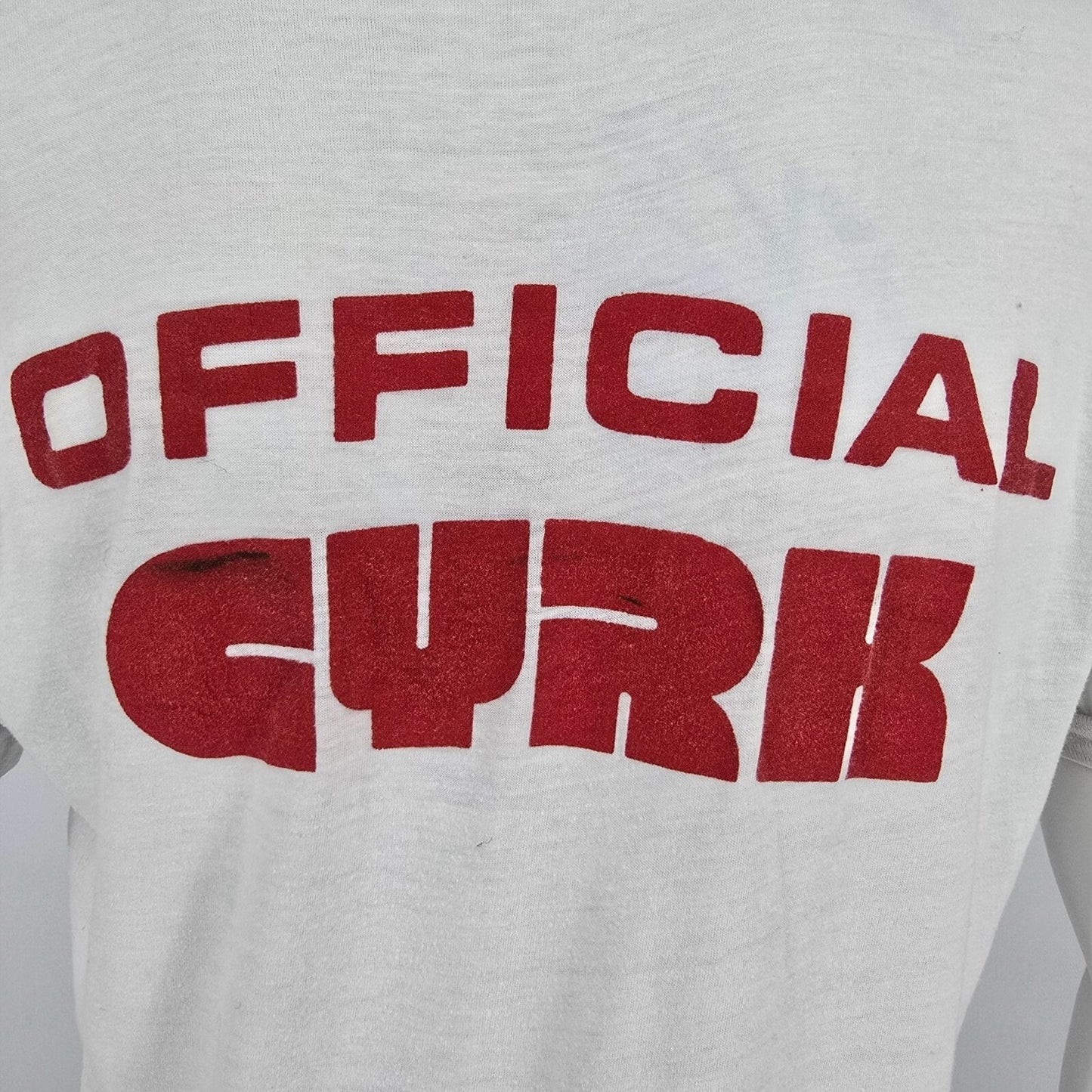 Vintage Screen Stars 1984 White Bay State Triathlon "Official CYRK" T-Shirt (M)