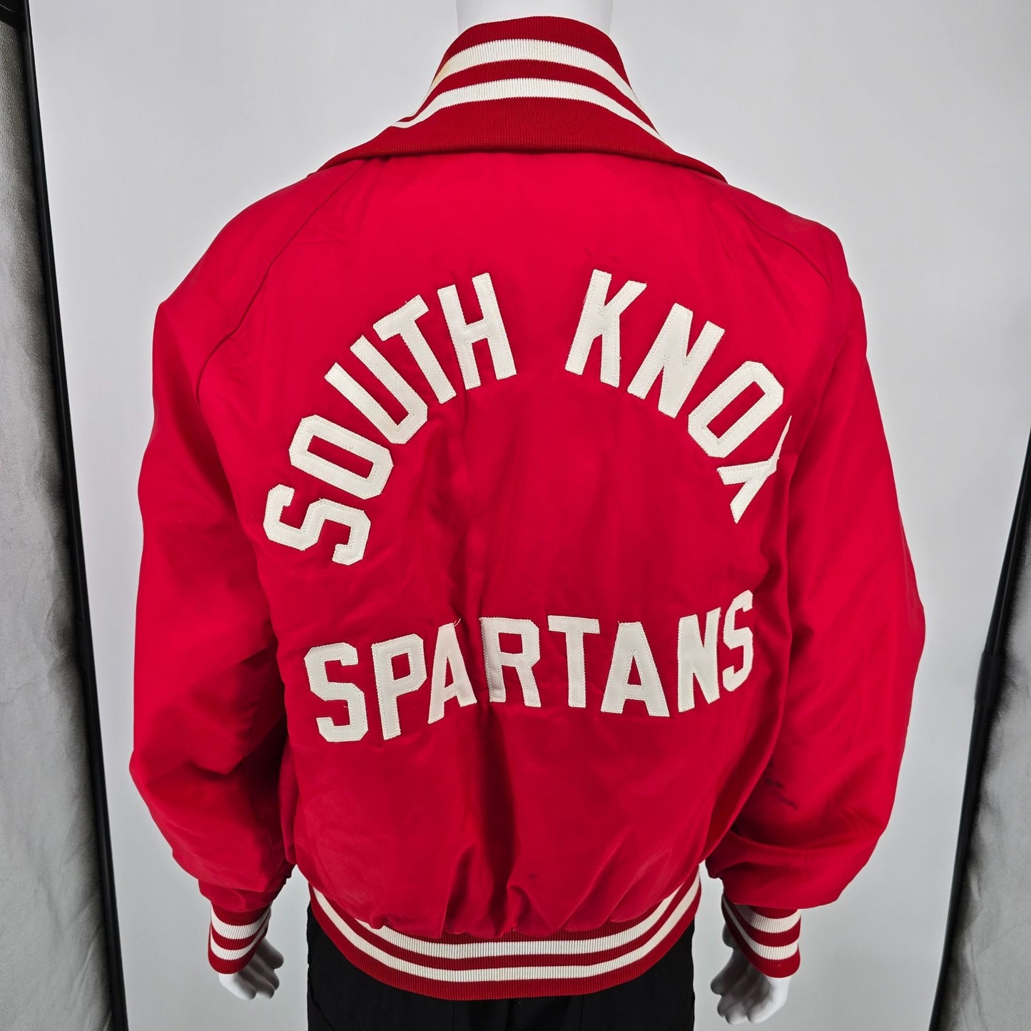 Vintage 1970s Gus Doerner Sports South Knox Spartans Satin Bomber Jacket (XL)