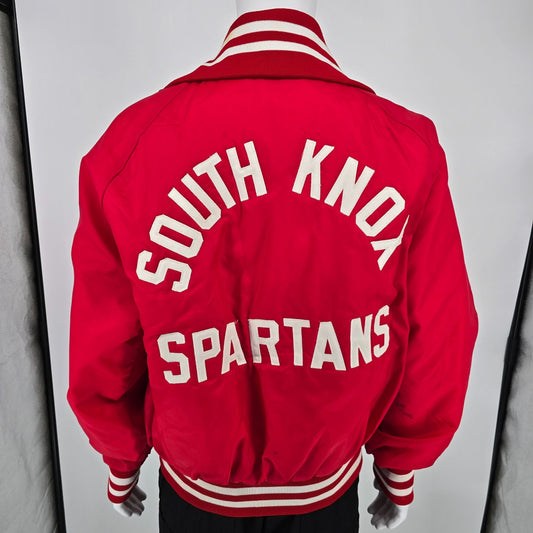 Vintage 1970s Gus Doerner Sports South Knox Spartans Satin Bomber Jacket (XL)