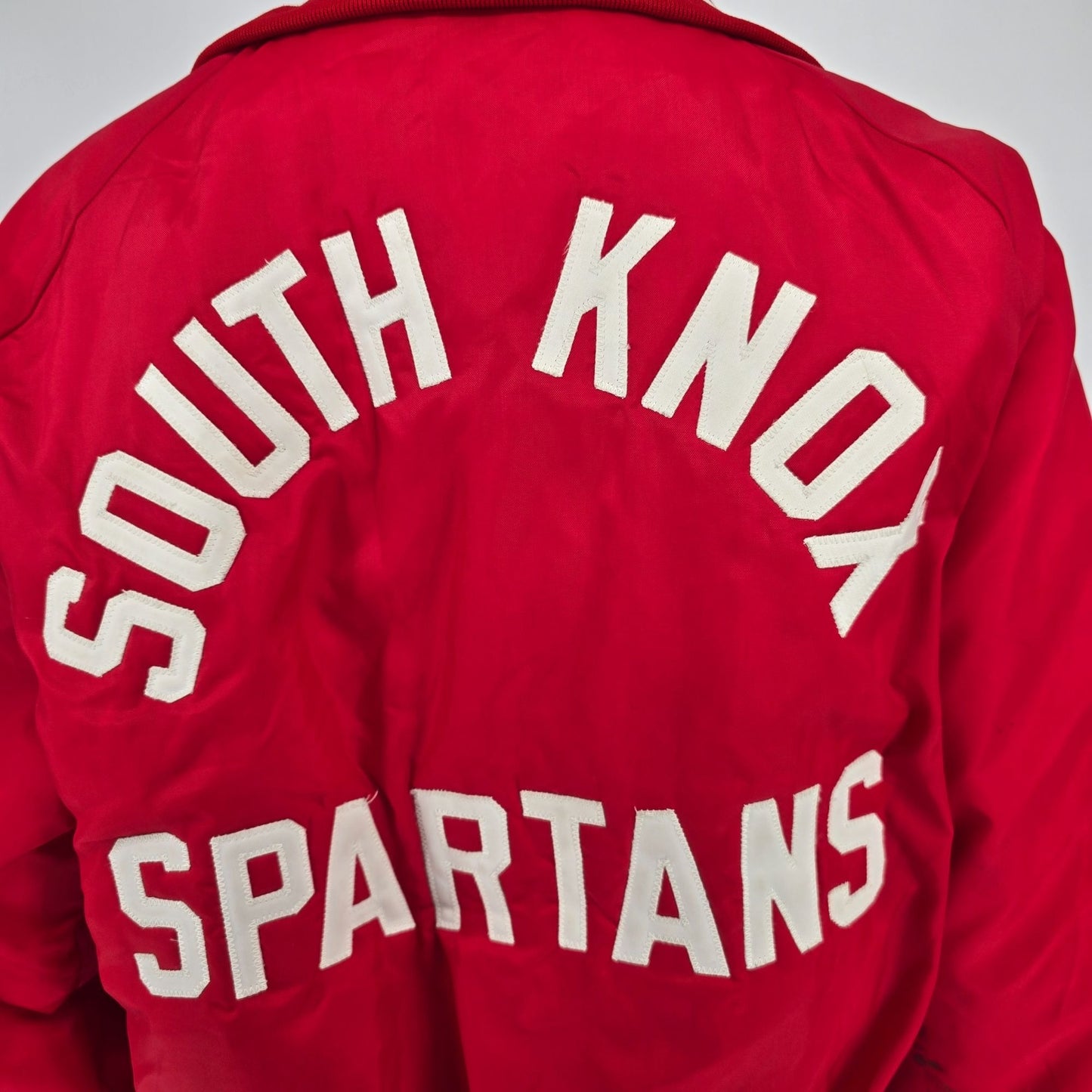 Vintage 1970s Gus Doerner Sports South Knox Spartans Satin Bomber Jacket (XL)