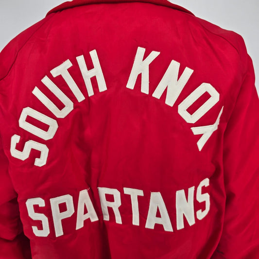 Vintage 1970s Gus Doerner Sports South Knox Spartans Satin Bomber Jacket (XL)