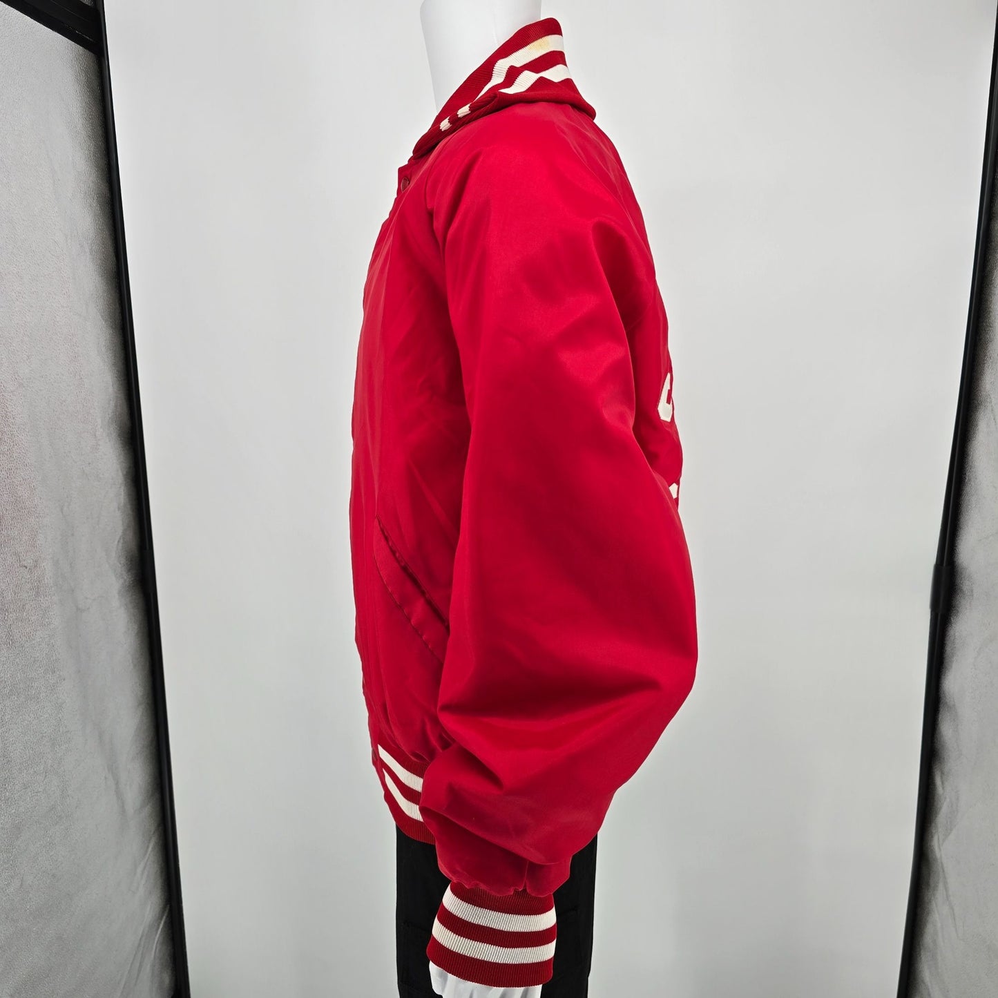 Vintage 1970s Gus Doerner Sports South Knox Spartans Satin Bomber Jacket (XL)