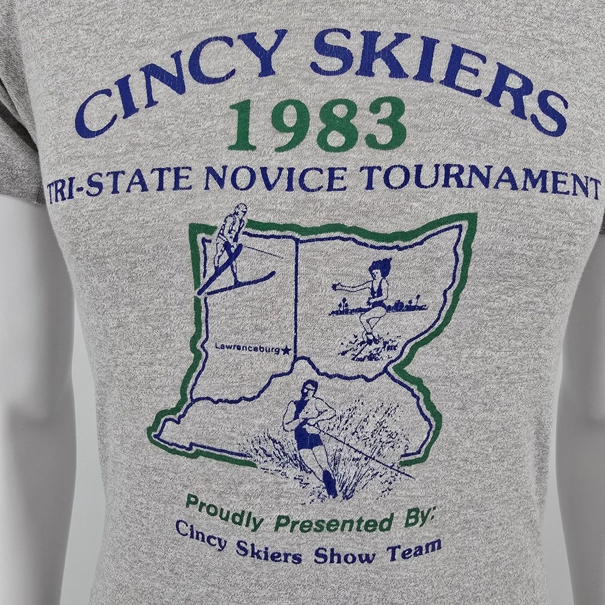 Vintage 1983 Cincy Skiers Show Team Tri-State Novice Tournament T-Shirt (S)
