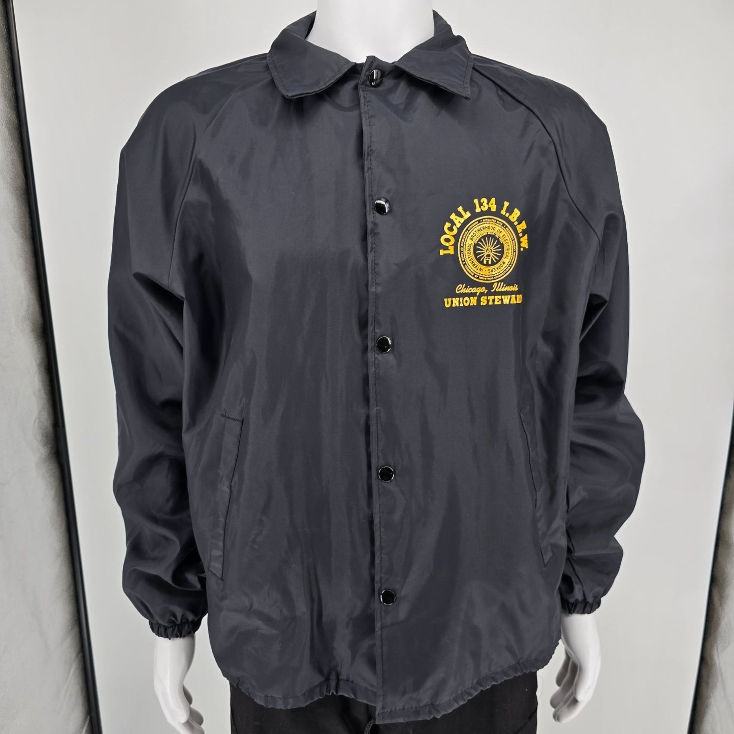 Vintage 1990s Nemesis Chicago Local 134 I.B.E.W. Union Steward Coach Jacket (L)