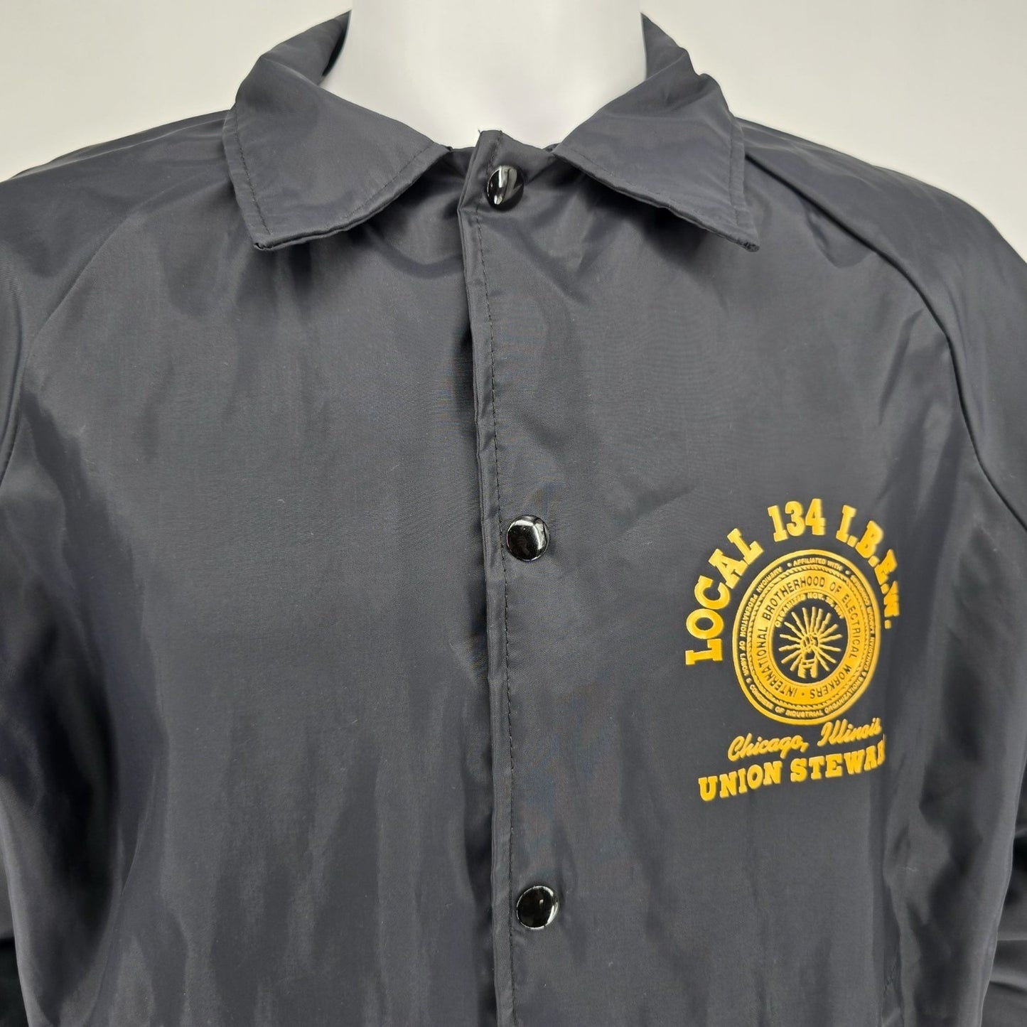 Vintage 1990s Nemesis Chicago Local 134 I.B.E.W. Union Steward Coach Jacket (L)