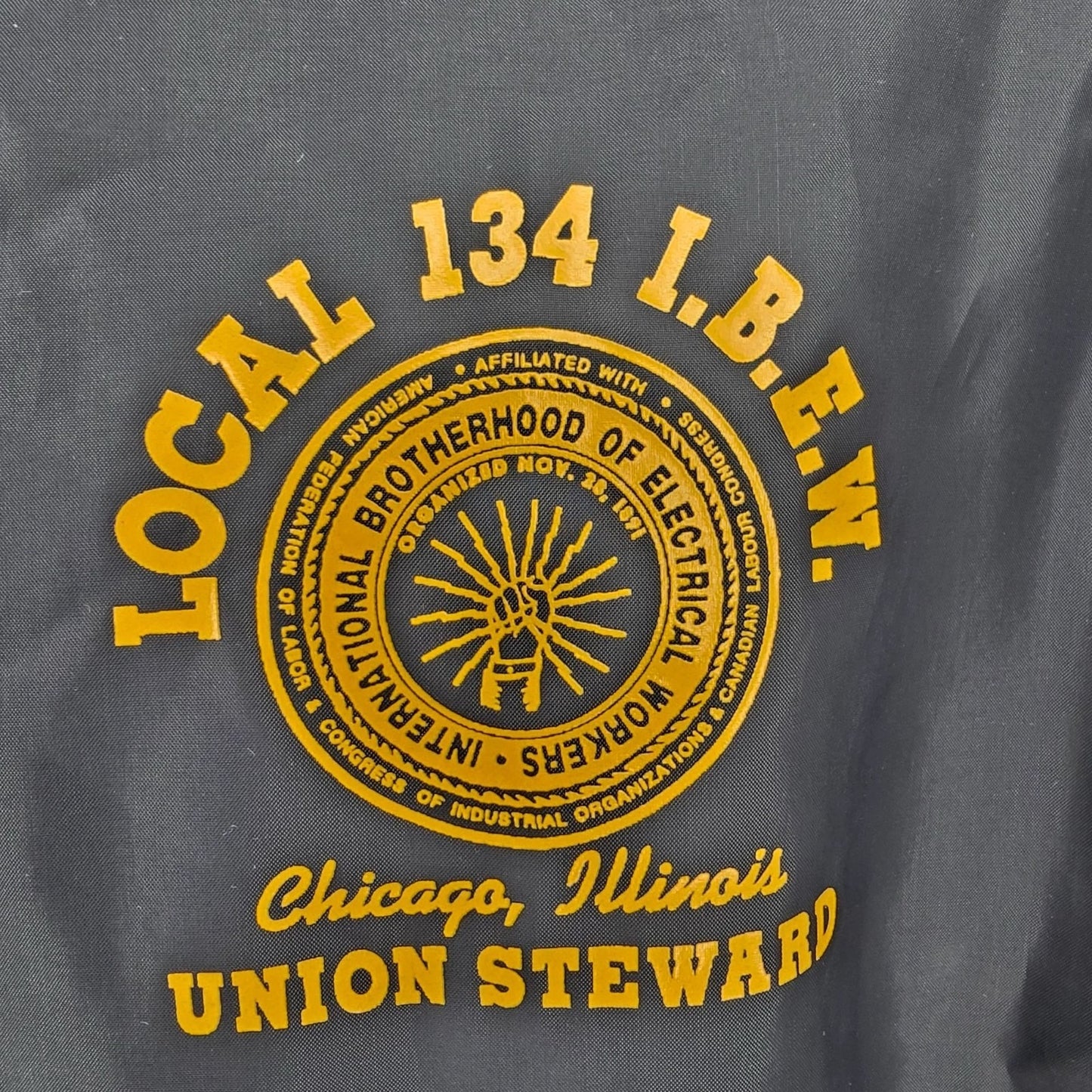 Vintage 1990s Nemesis Chicago Local 134 I.B.E.W. Union Steward Coach Jacket (L)