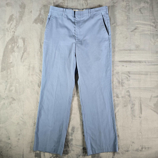 Vintage 1980s Wrangler Made in USA Light Blue Western Dress Slacks (32x29) *Flaw
