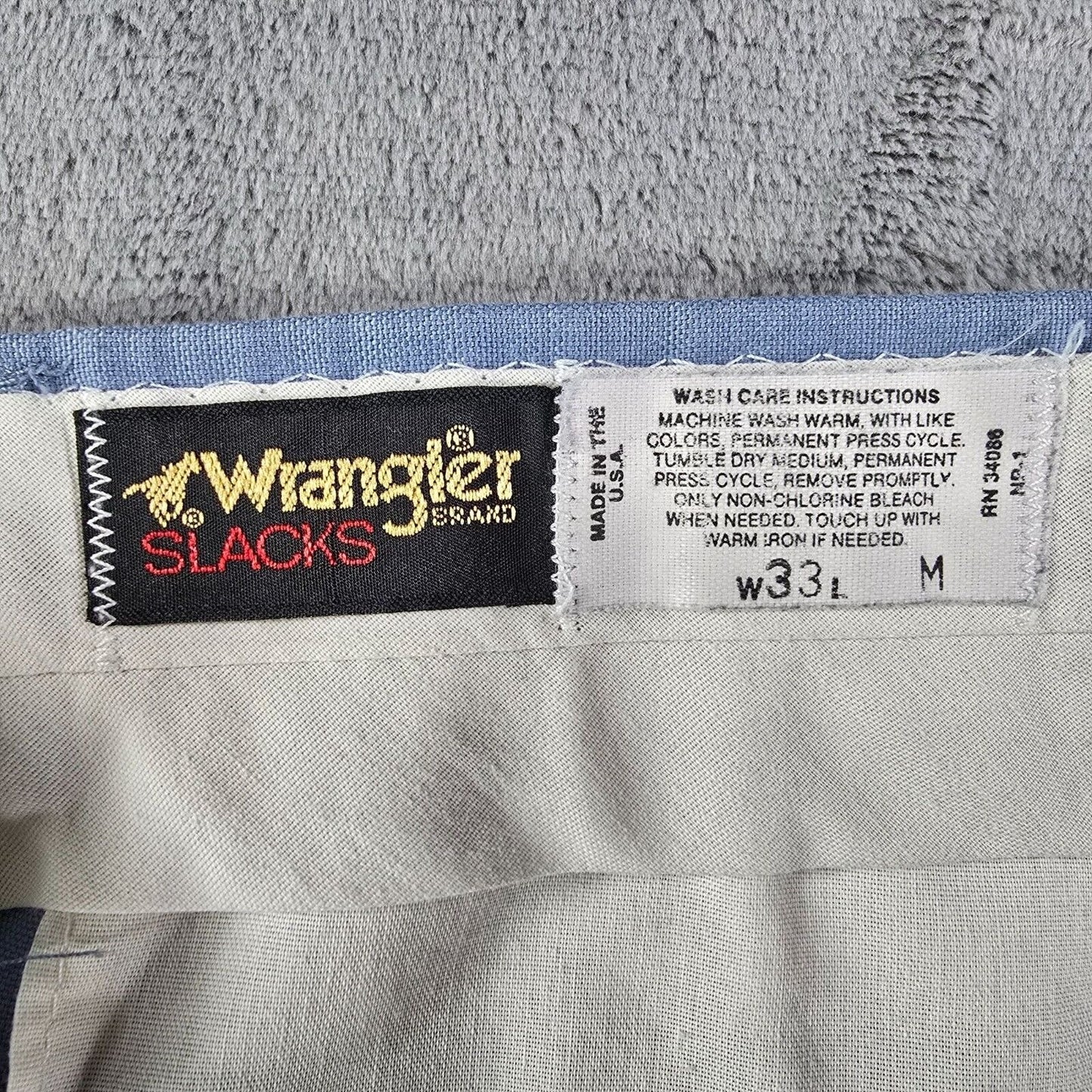 Vintage 1980s Wrangler Made in USA Light Blue Western Dress Slacks (32x29) *Flaw