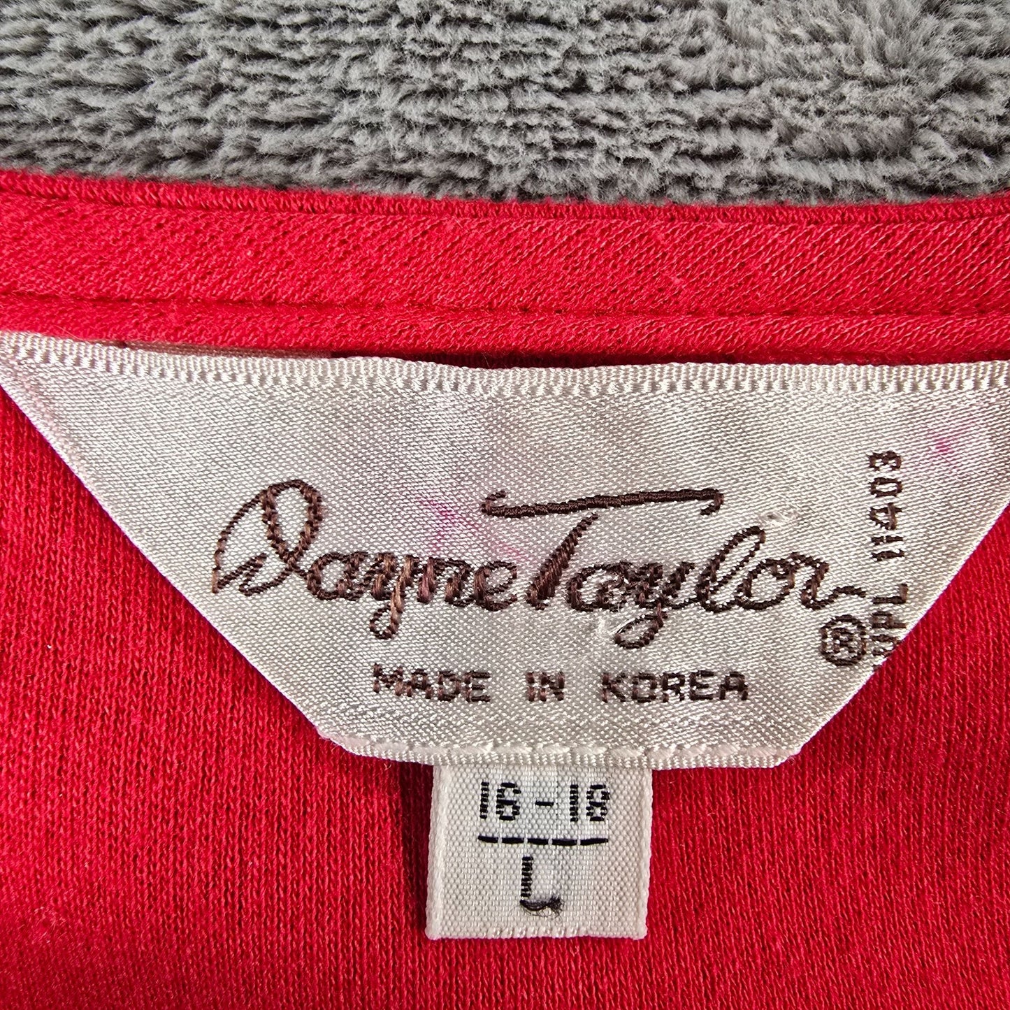 Vintage 1980s Dayne Taylor Red Surplice Faux Wrap Belted Midi Dress (12/L)