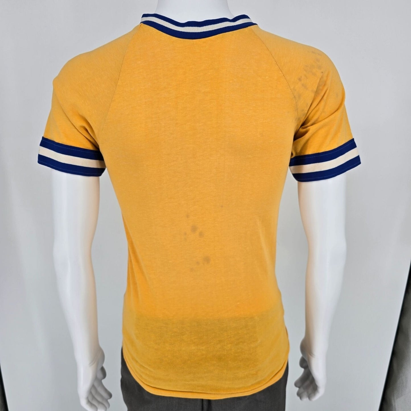 Vintage 1970's Ulrich's Bar Yellow Striped Ringer Jersey T-Shirt (XS/S)