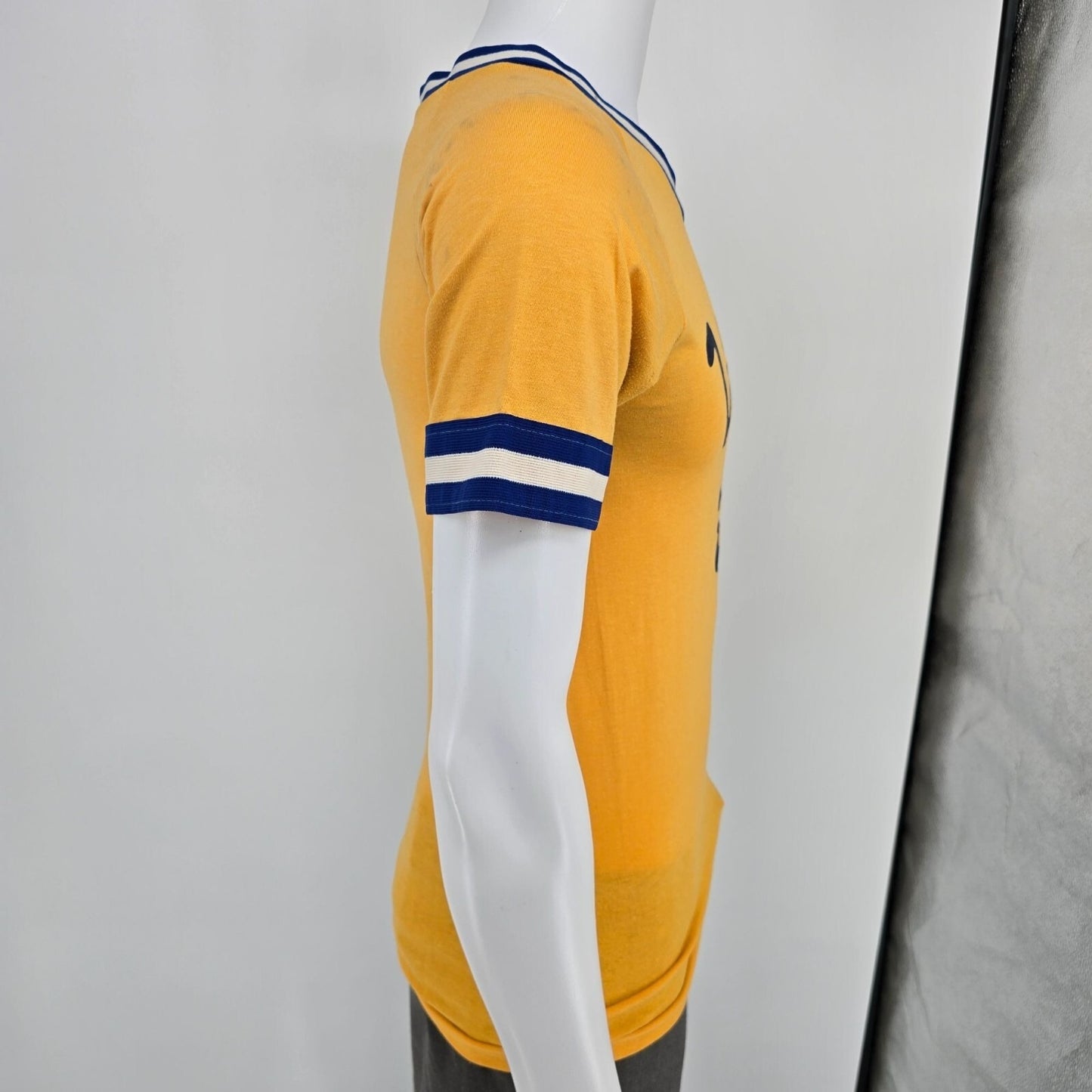 Vintage 1970's Ulrich's Bar Yellow Striped Ringer Jersey T-Shirt (XS/S)