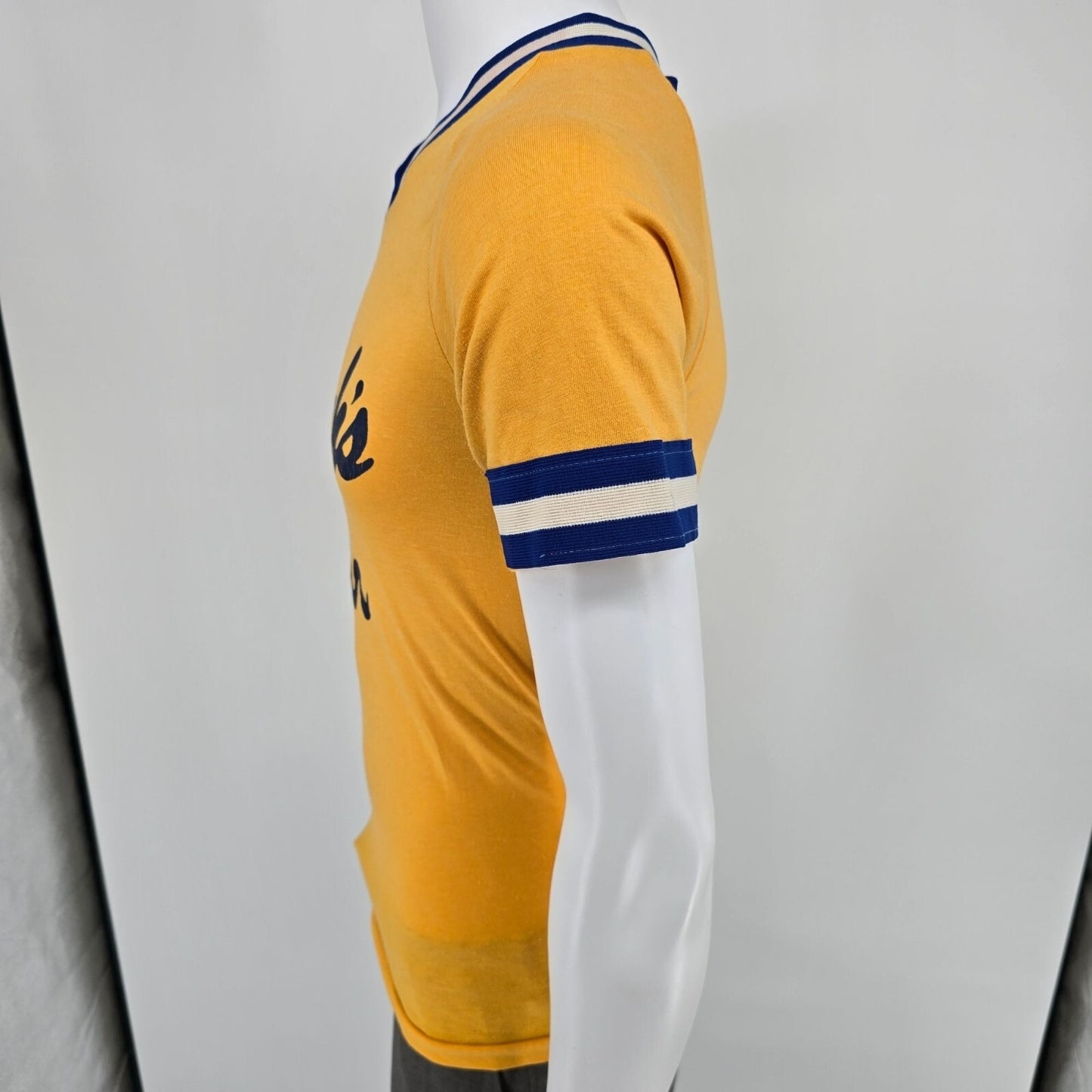Vintage 1970's Ulrich's Bar Yellow Striped Ringer Jersey T-Shirt (XS/S)