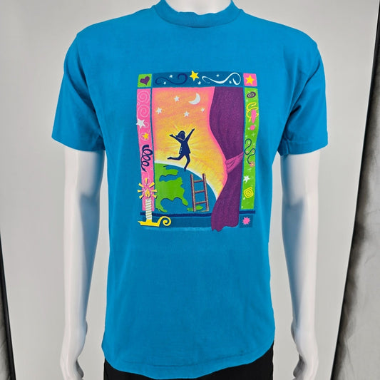 Vintage 1990s Girl Scouts 1998 "Just Imagine" Single Stitch Blue T-Shirt (M)