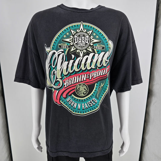 2010s Dyse One Chicano Born N Raised "Brown & Proud" Black T-Shirt (3XL) *Fair