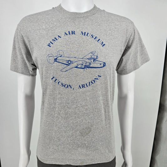 Vintage 1990s Pima Air Museum Tucson, Arizona B-24 Bomber Plane Gray T-Shirt (M)