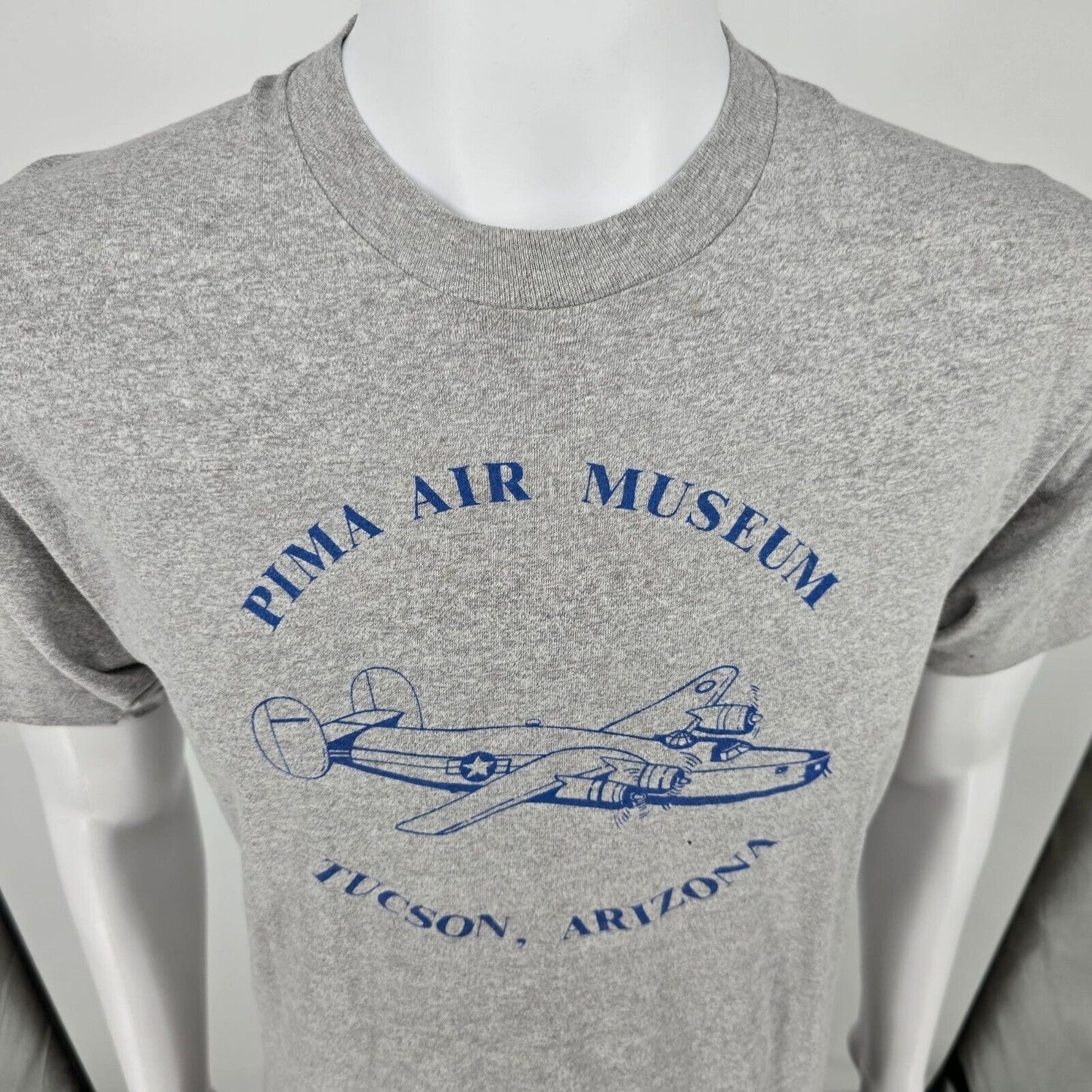 Vintage 1990s Pima Air Museum Tucson, Arizona B-24 Bomber Plane Gray T-Shirt (M)