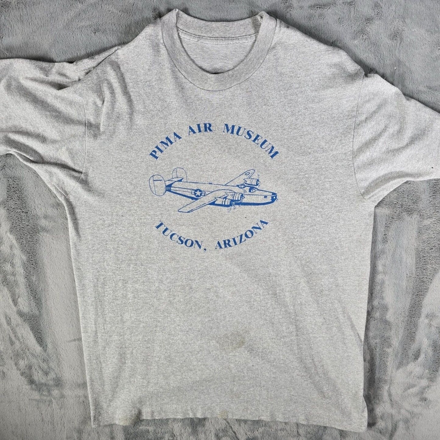 Vintage 1990s Pima Air Museum Tucson, Arizona B-24 Bomber Plane Gray T-Shirt (M)