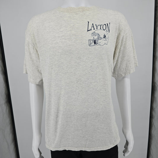 Vintage 1990s Oneita Layton Lancers Utah High School Football T-Shirt (XL)