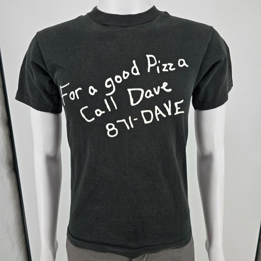 Vintage 1990s Dave's Pizza "For a Good Pizza Call Dave 871-DAVE" T-Shirt (XS)