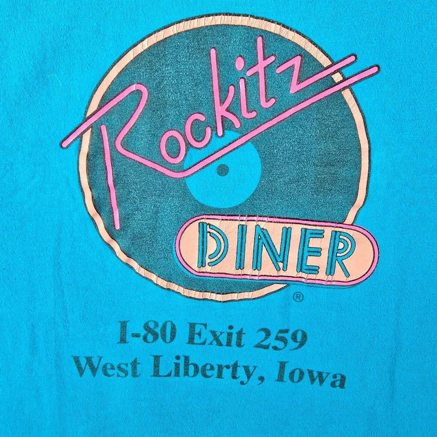 Vintage 90s Single Stitch Rockitz Diner West Liberty, Iowa Graphic T-Shirt (M/L)
