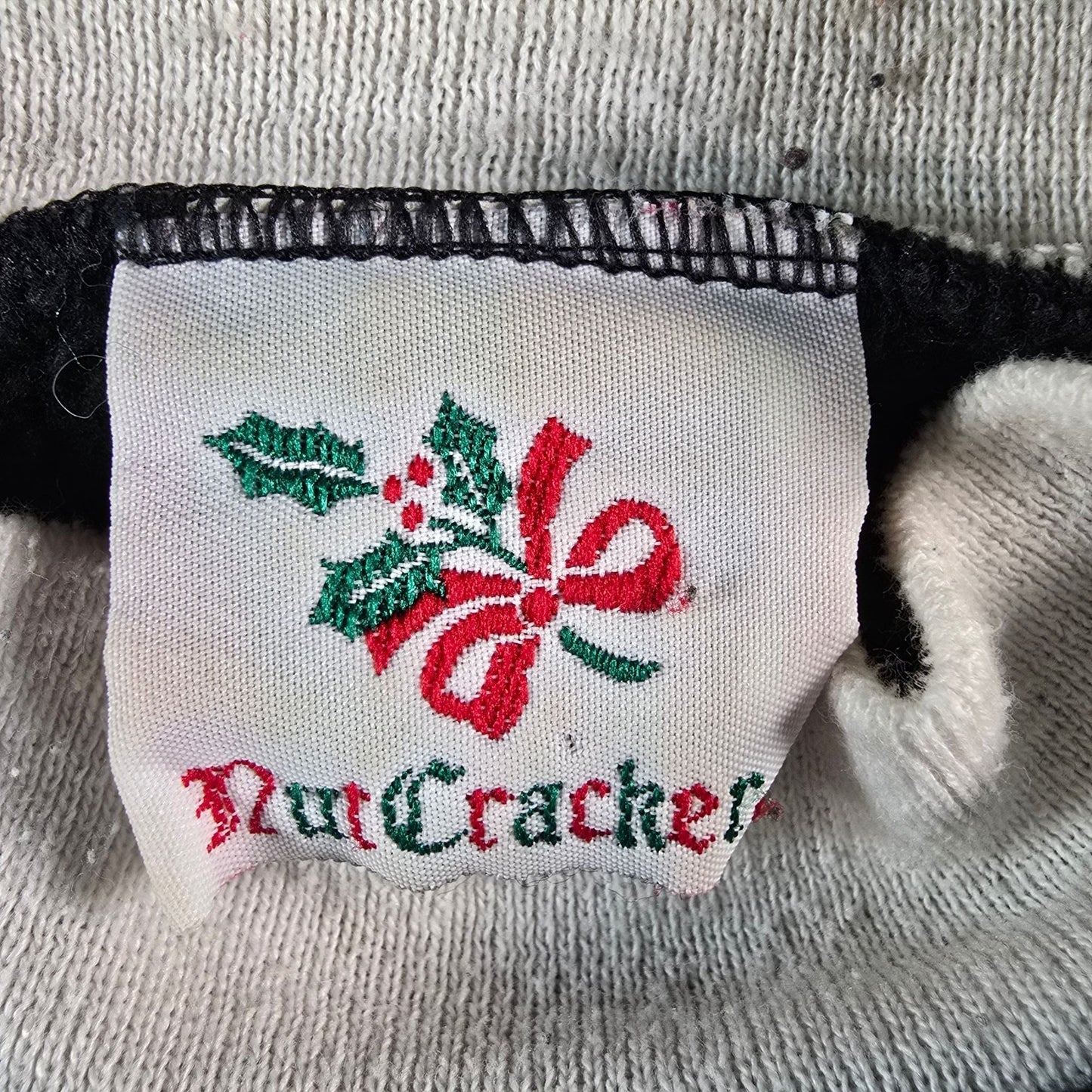 Vintage 1990s Nutcracker Women's Glitter Christmas Cats Collared Sweatshirt (XL)