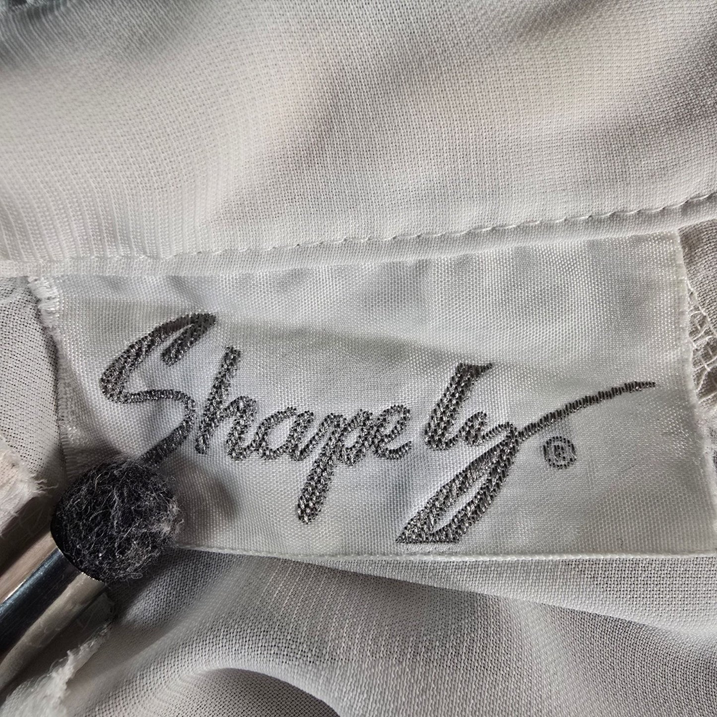 Vintage Late 1970s Shapely Sheer Ivory Lace Medallion Panel Blouse (XL) *Flaws