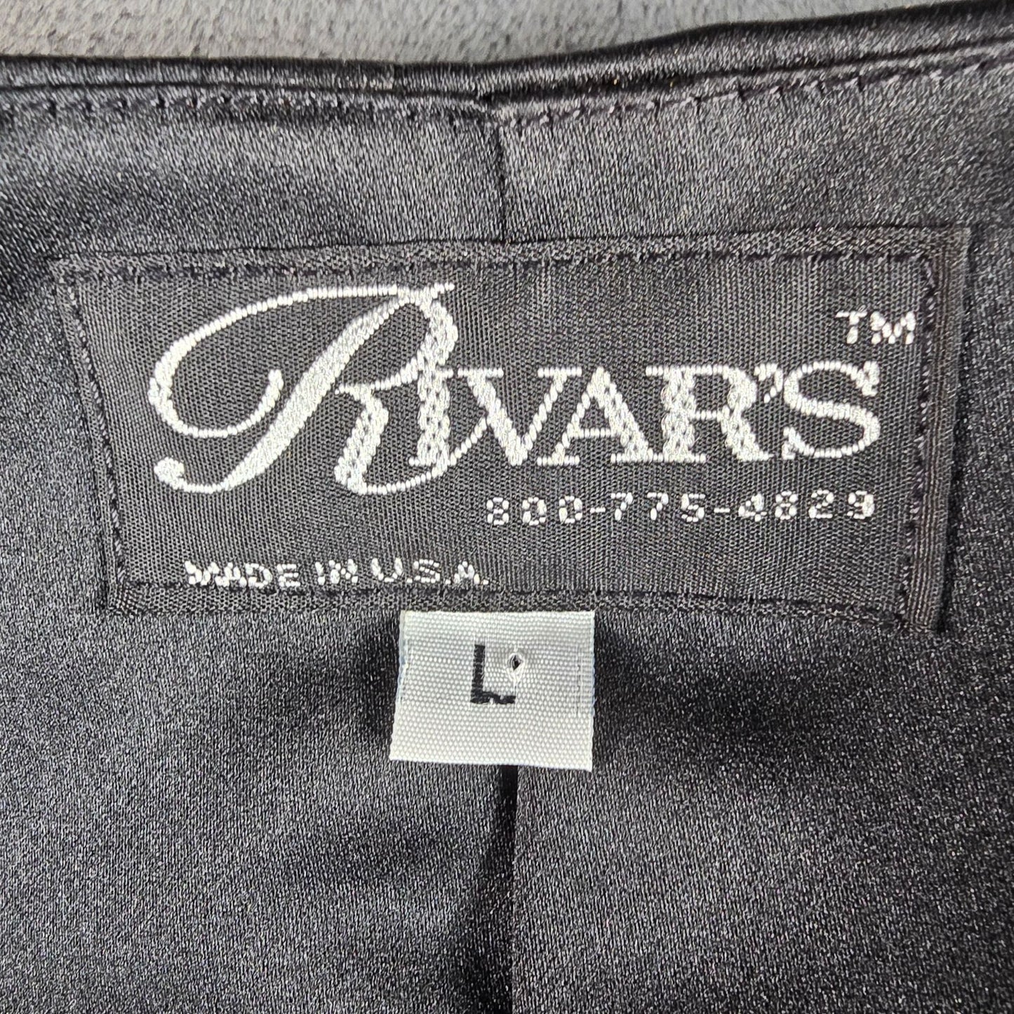 Vintage 1990s Rivar's Stagewear Black Sunburst Sequin Rhinestone Trim Vest (L)