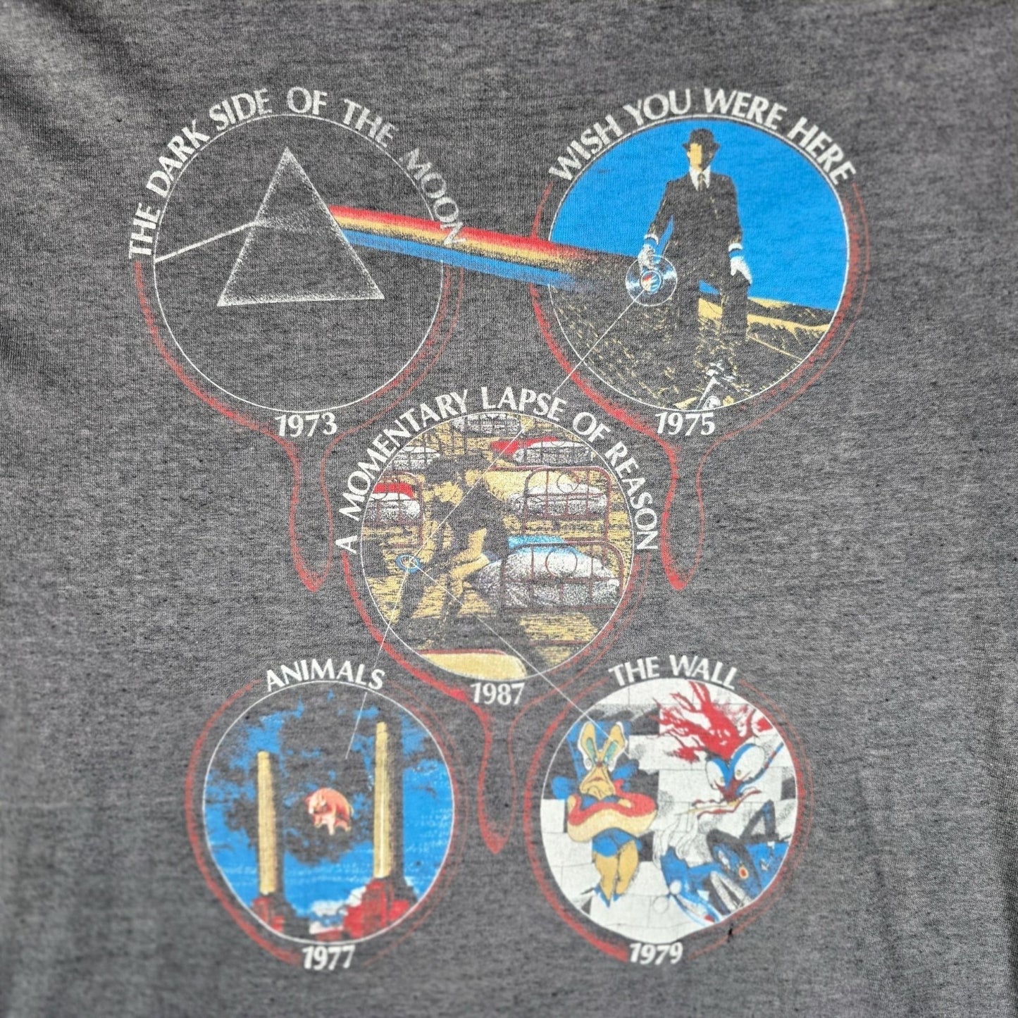 Distressed Vintage 1987 Pink Floyd A Momentary Lapse of Reason Gray T-Shirt (M)