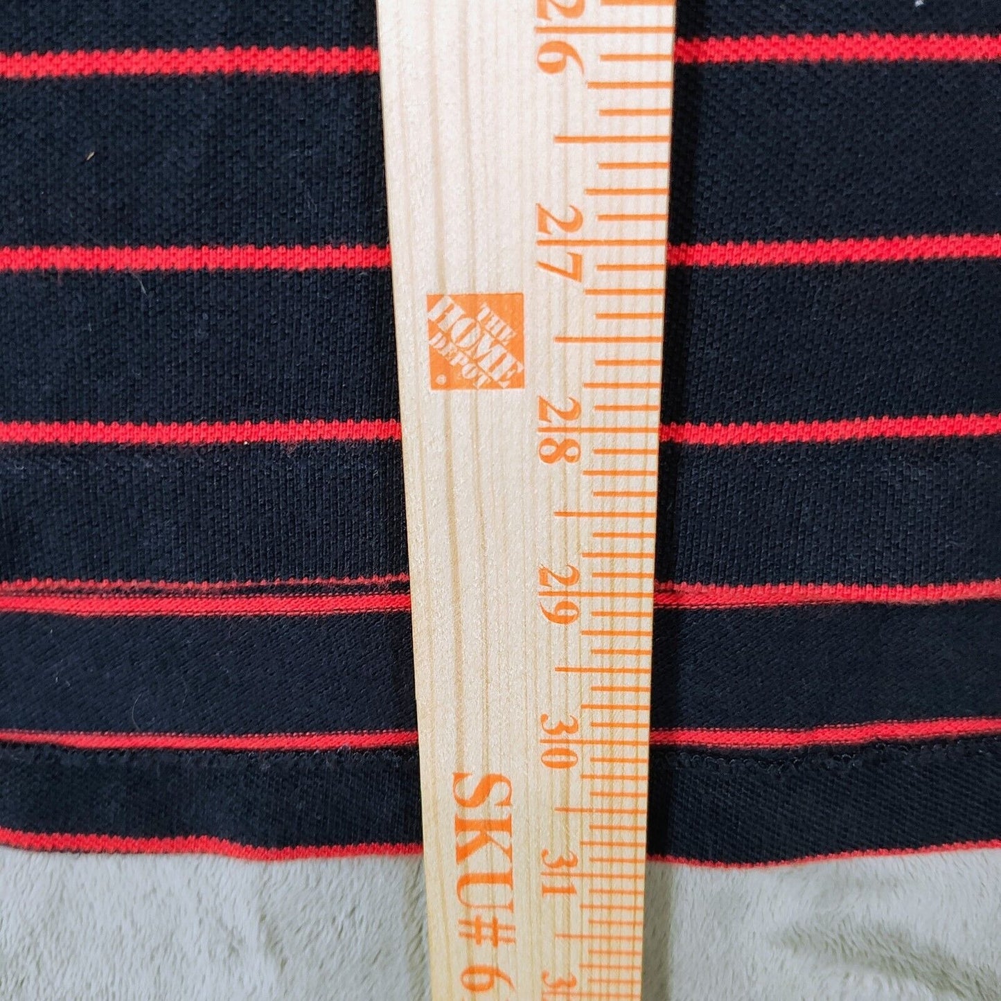 Vintage 1990s Polo Sport Ralph Lauren Blue and Red Striped Four Button Polo (L)