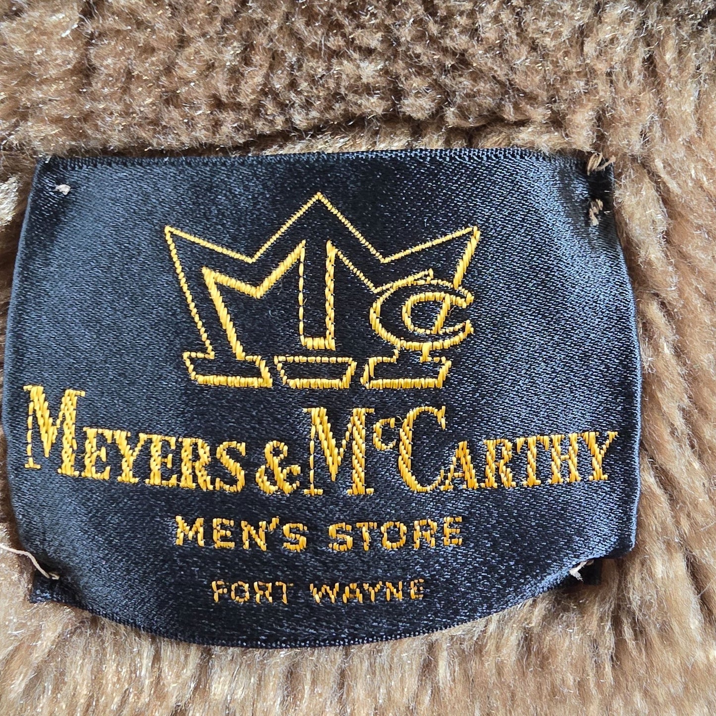 Vintage 1970s Zero King Men's Brown Trevira Faux Fur Double-Breasted Coat (M/L)