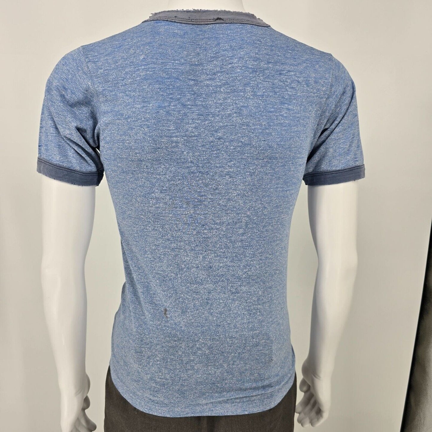Vintage 1970s/1980s Worthington Industries Inc. Heather Blue Ringer T-Shirt (XS)