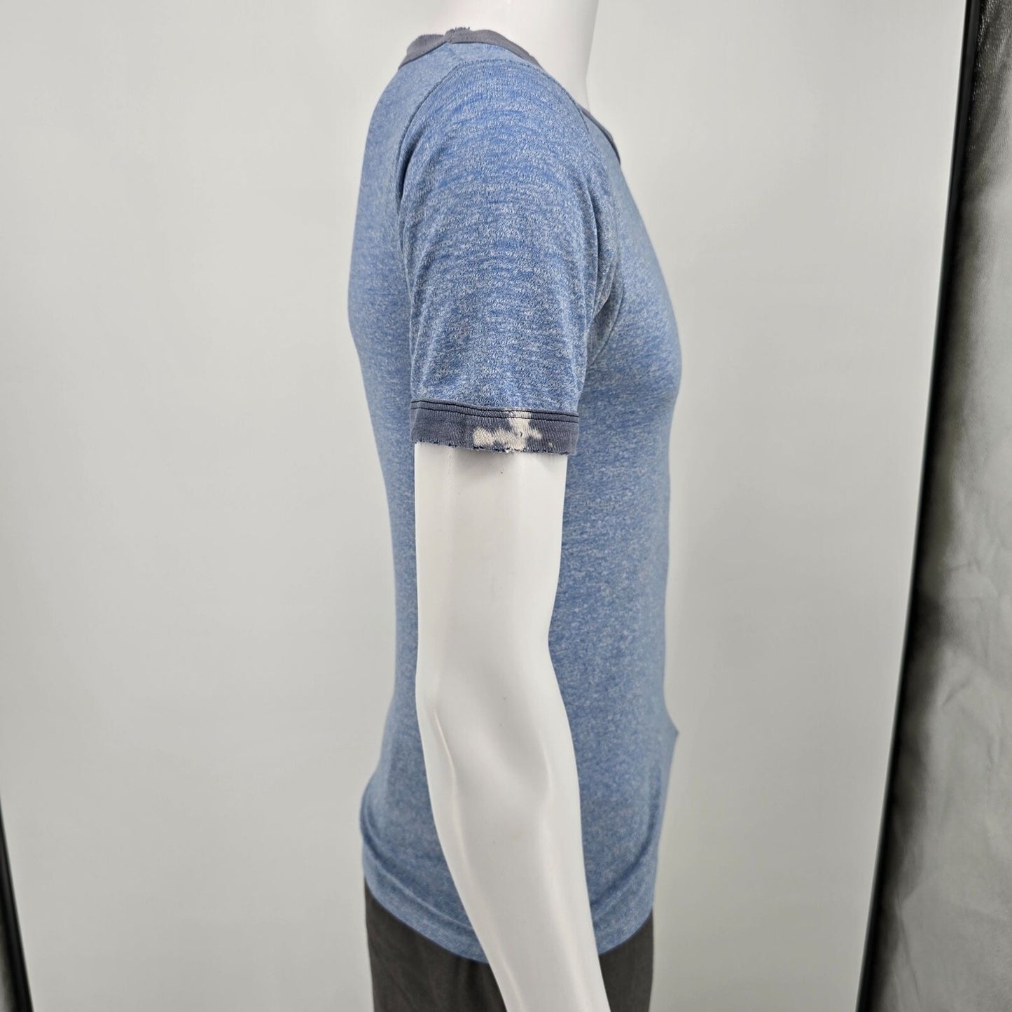 Vintage 1970s/1980s Worthington Industries Inc. Heather Blue Ringer T-Shirt (XS)