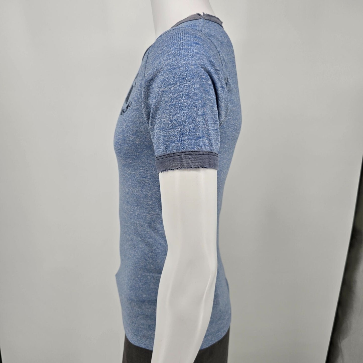 Vintage 1970s/1980s Worthington Industries Inc. Heather Blue Ringer T-Shirt (XS)