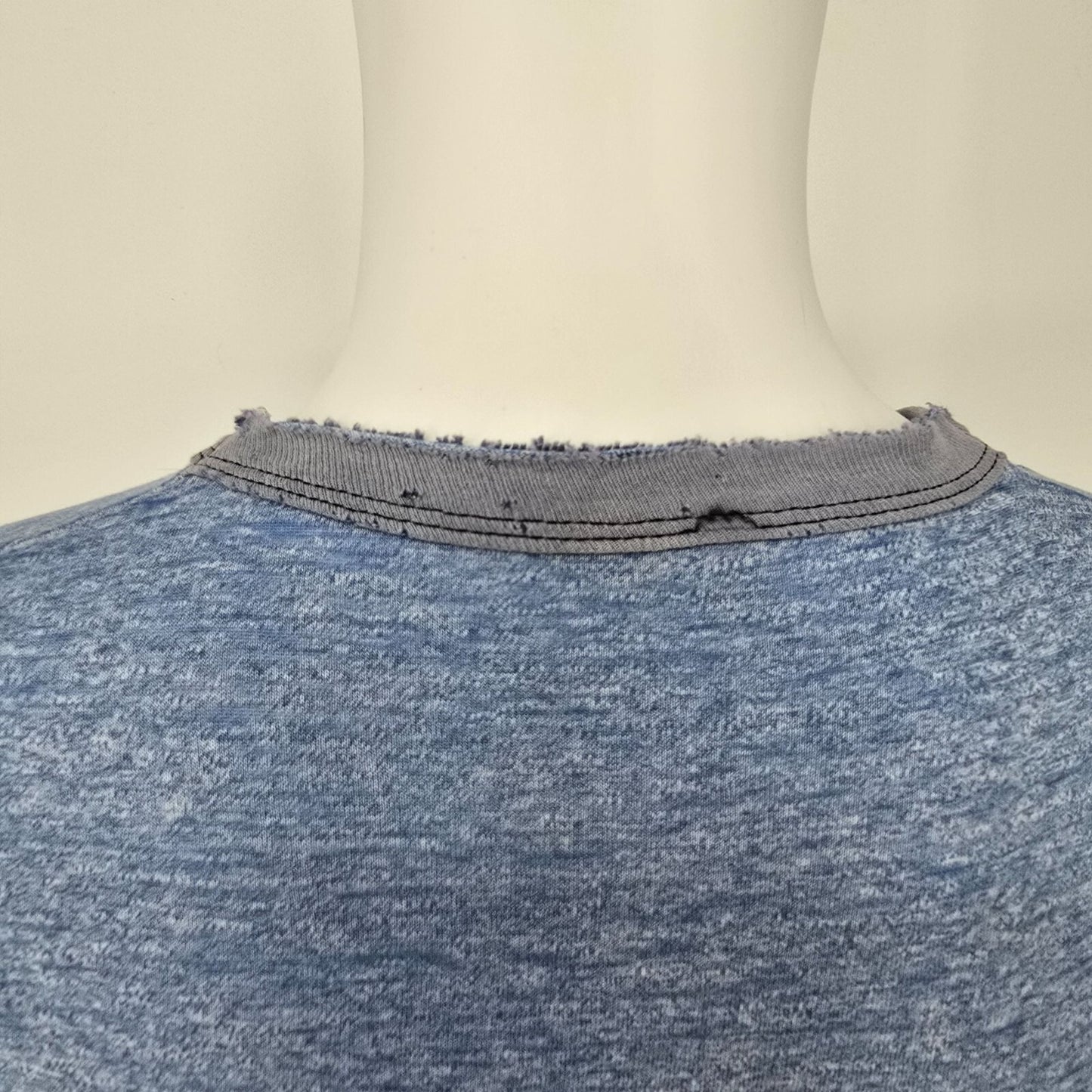 Vintage 1970s/1980s Worthington Industries Inc. Heather Blue Ringer T-Shirt (XS)