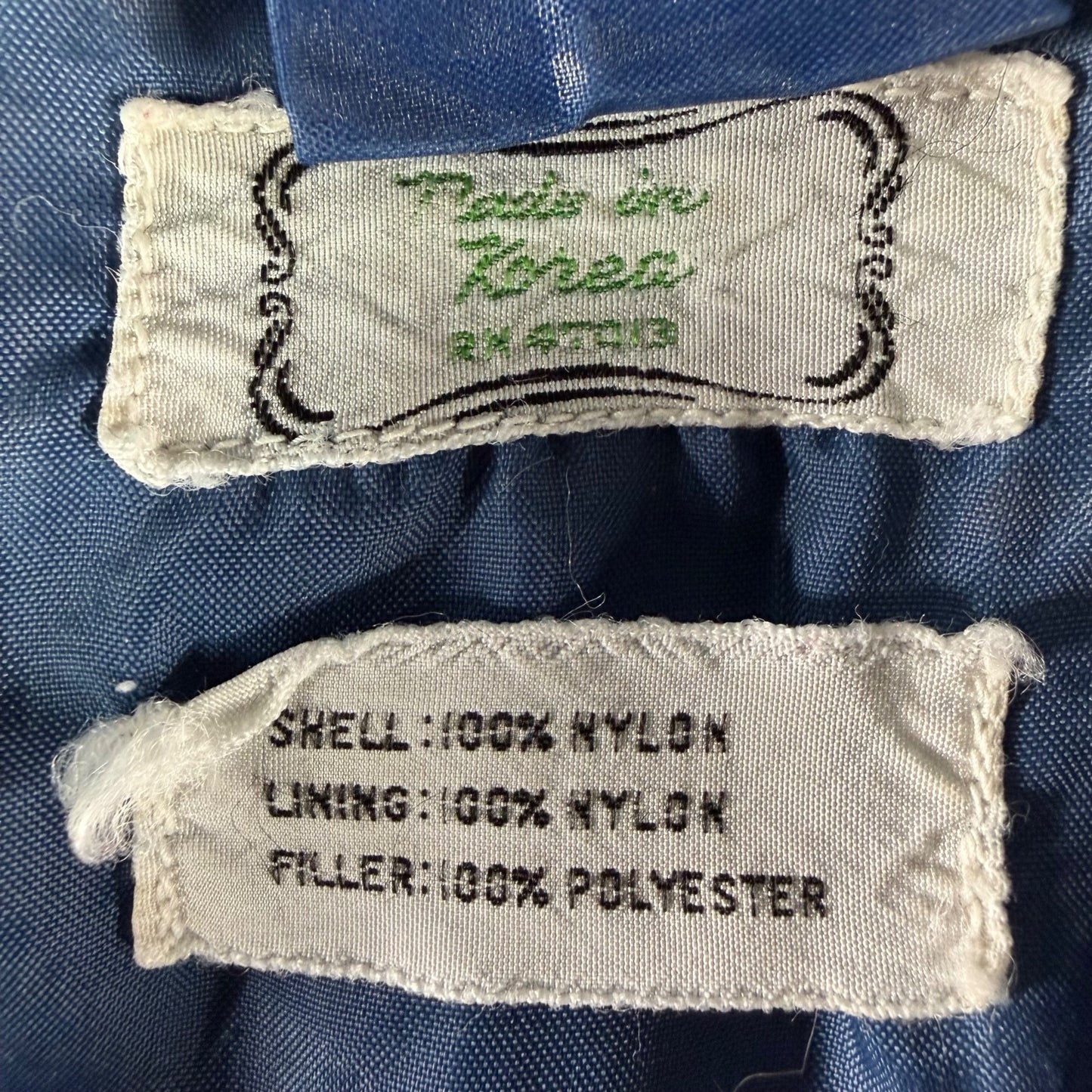 Vintage 1970s Sears Men's Blue Nylon Zip-Pocket Insulated Jacket (Medium)