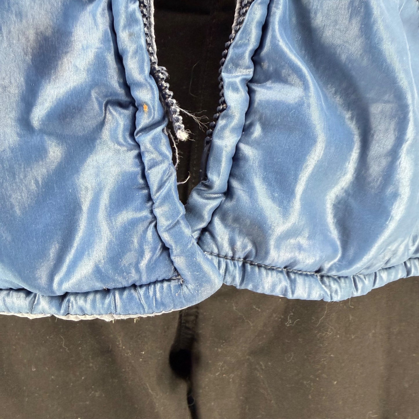 Vintage 1970s Sears Men's Blue Nylon Zip-Pocket Insulated Jacket (Medium)